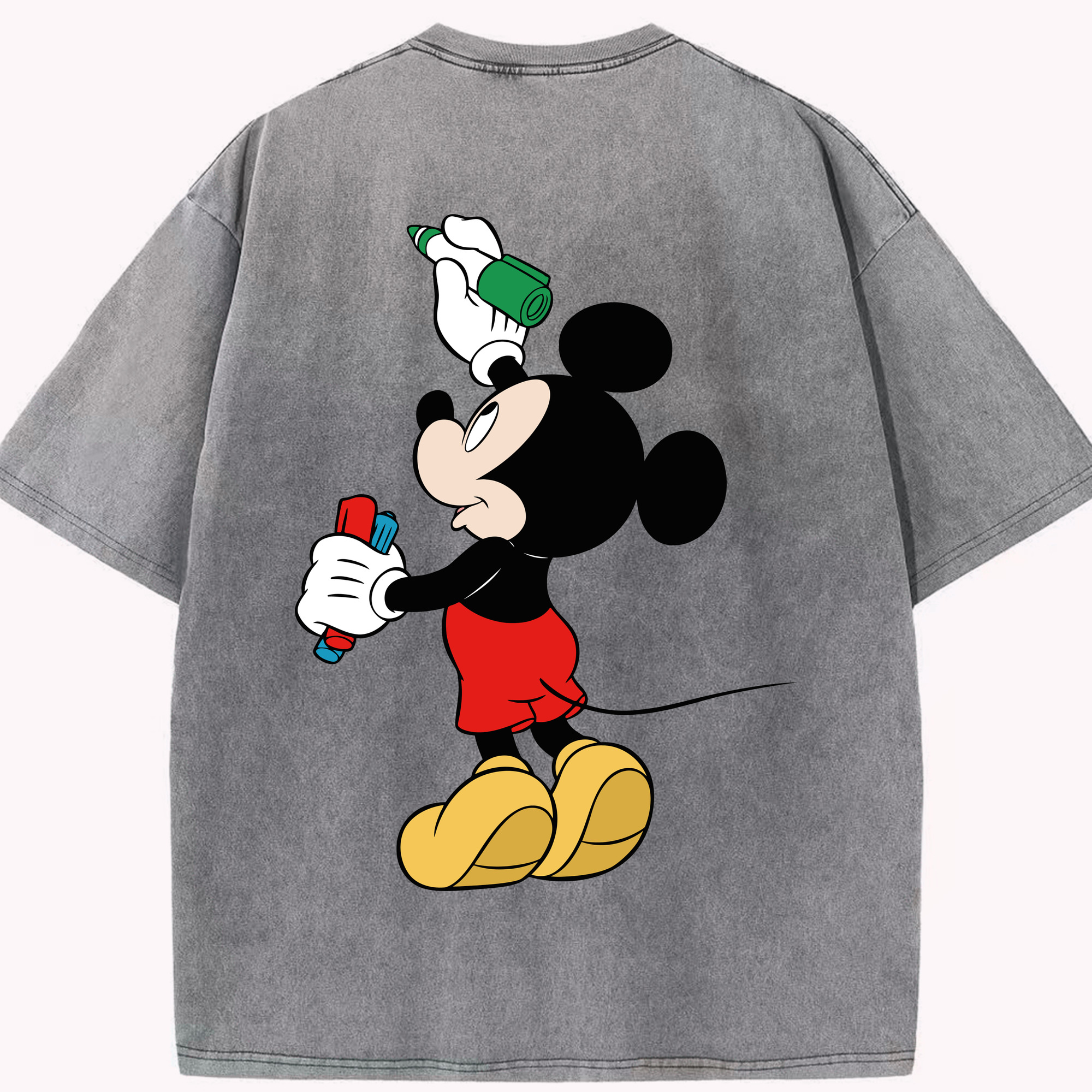 （画像用） ミッキーマウス Mickey Mouse 綿100% ヴィンテージ風 半袖Tシャツ（背面プリント）