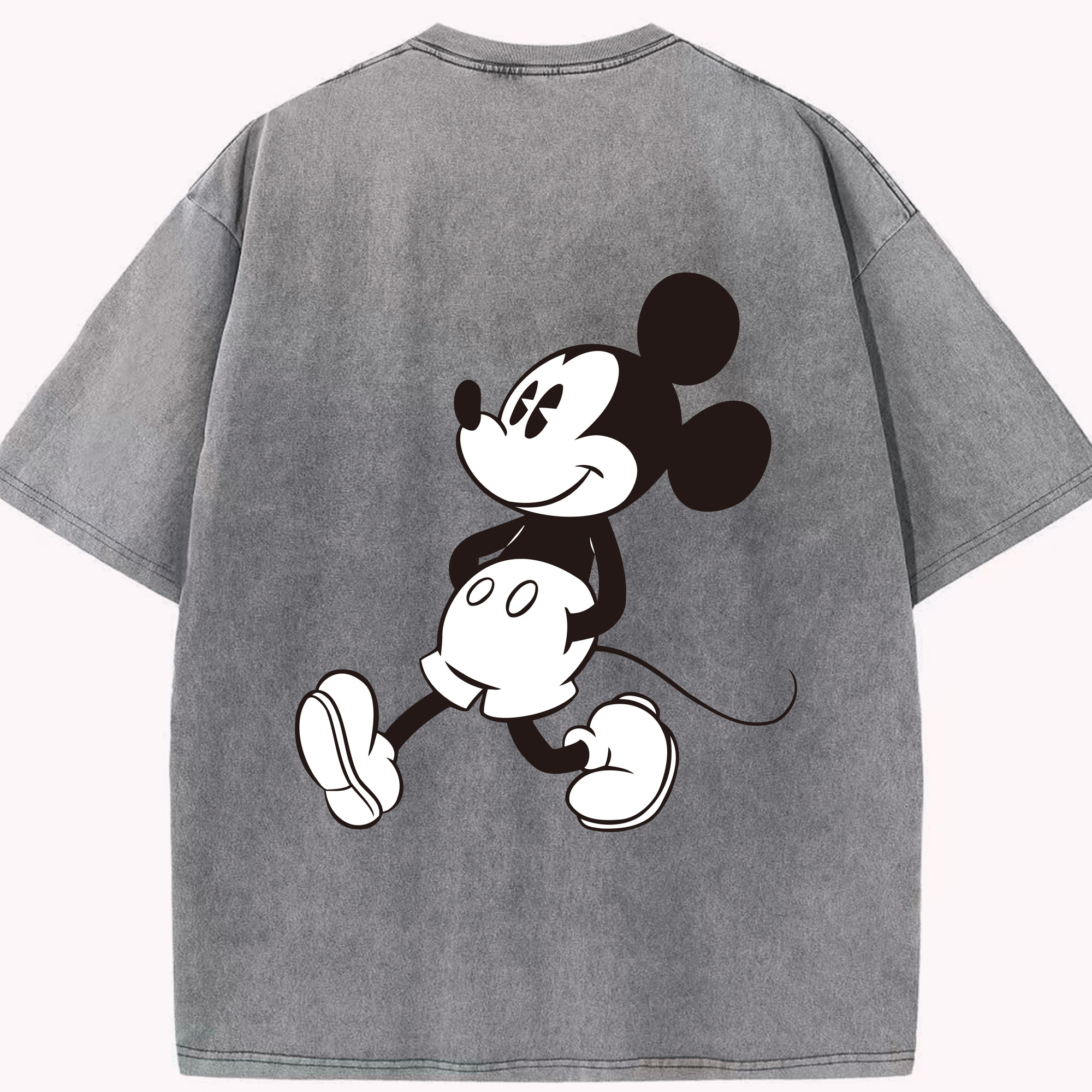 （画像用） ミッキーマウス Mickey Mouse 綿100% ヴィンテージ風 半袖Tシャツ（背面プリント）