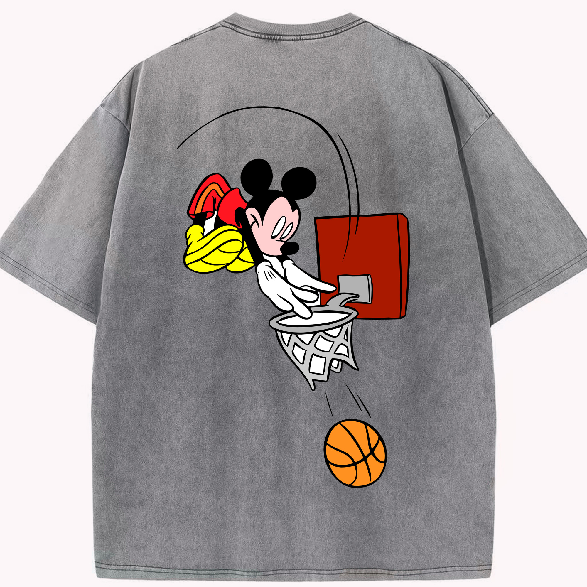 （画像用） ミッキーマウス Mickey Mouse 綿100% ヴィンテージ風 半袖Tシャツ（背面プリント）