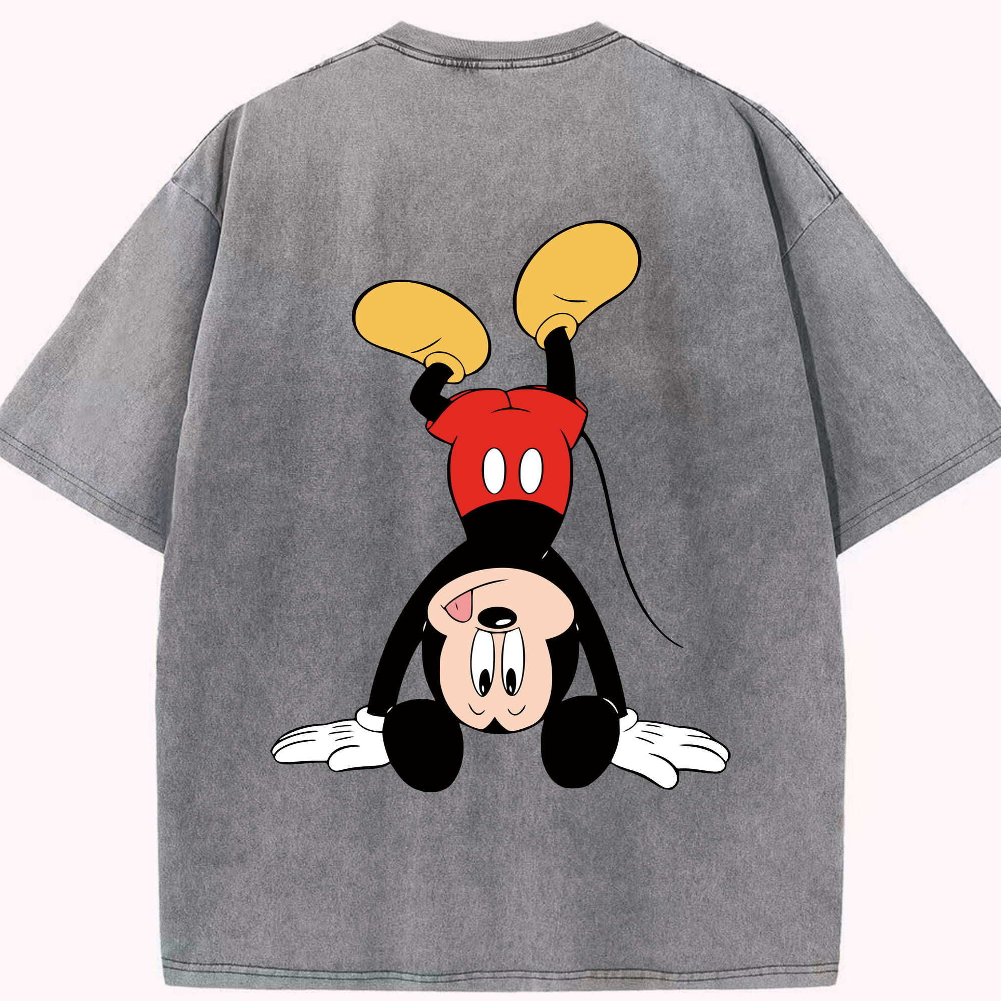 （画像用） ミッキーマウス Mickey Mouse 綿100% ヴィンテージ風 半袖Tシャツ（背面プリント）