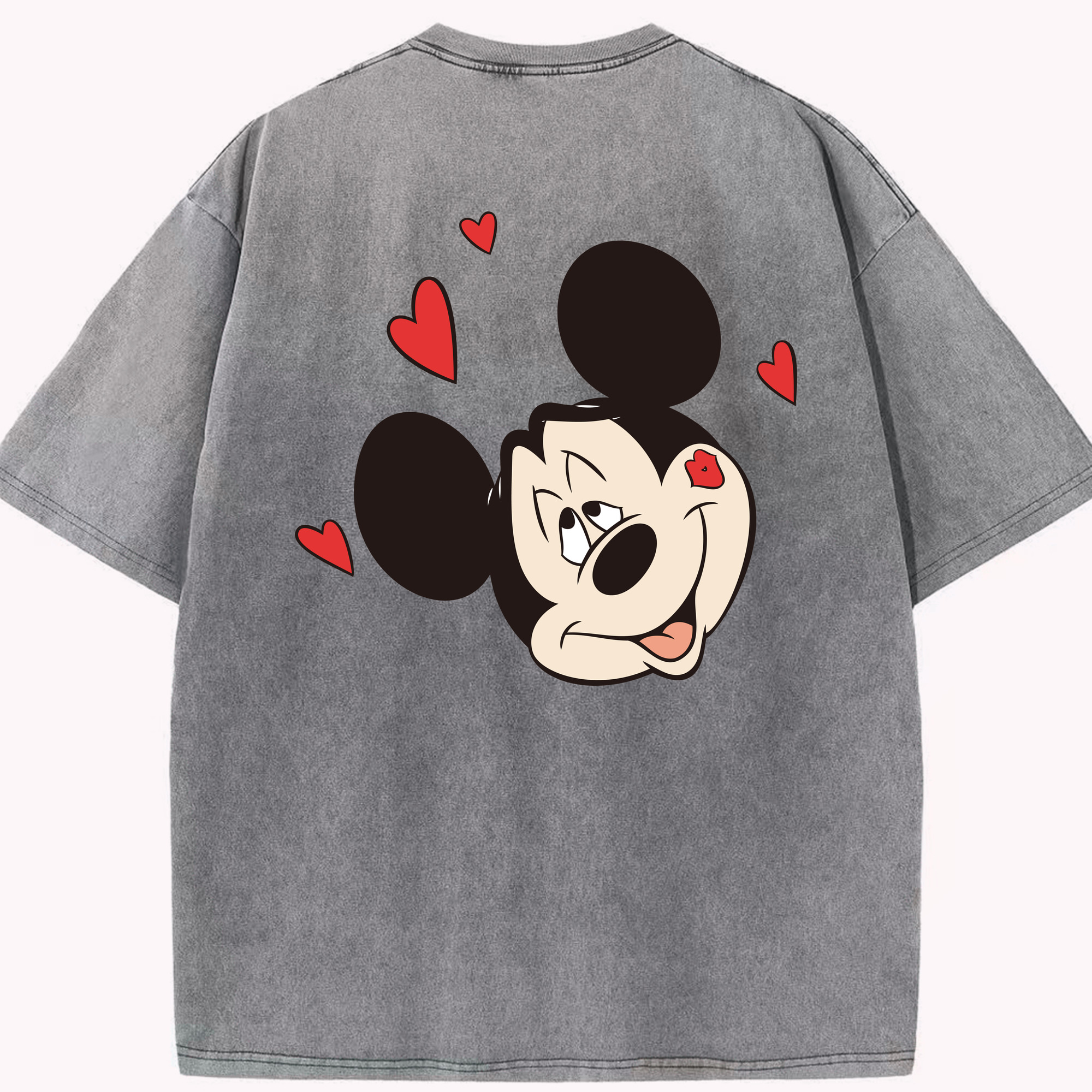 （画像用） ミッキーマウス Mickey Mouse 綿100% ヴィンテージ風 半袖Tシャツ（背面プリント）