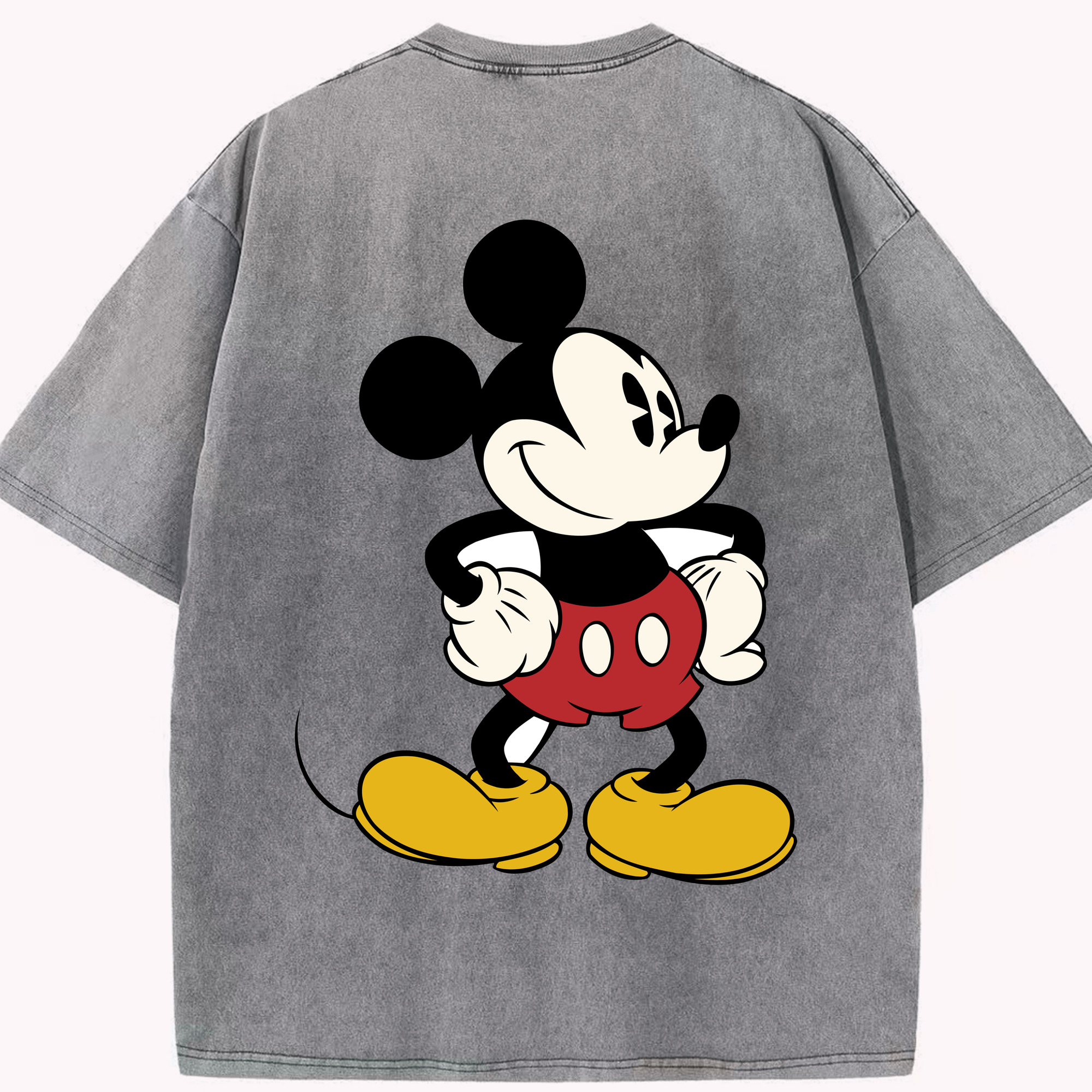 （画像用） ミッキーマウス Mickey Mouse 綿100% ヴィンテージ風 半袖Tシャツ（背面プリント）