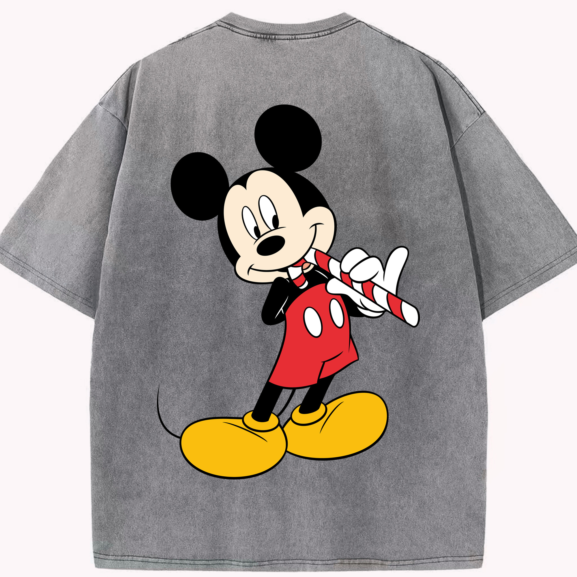 （画像用） ミッキーマウス Mickey Mouse 綿100% ヴィンテージ風 半袖Tシャツ（背面プリント）