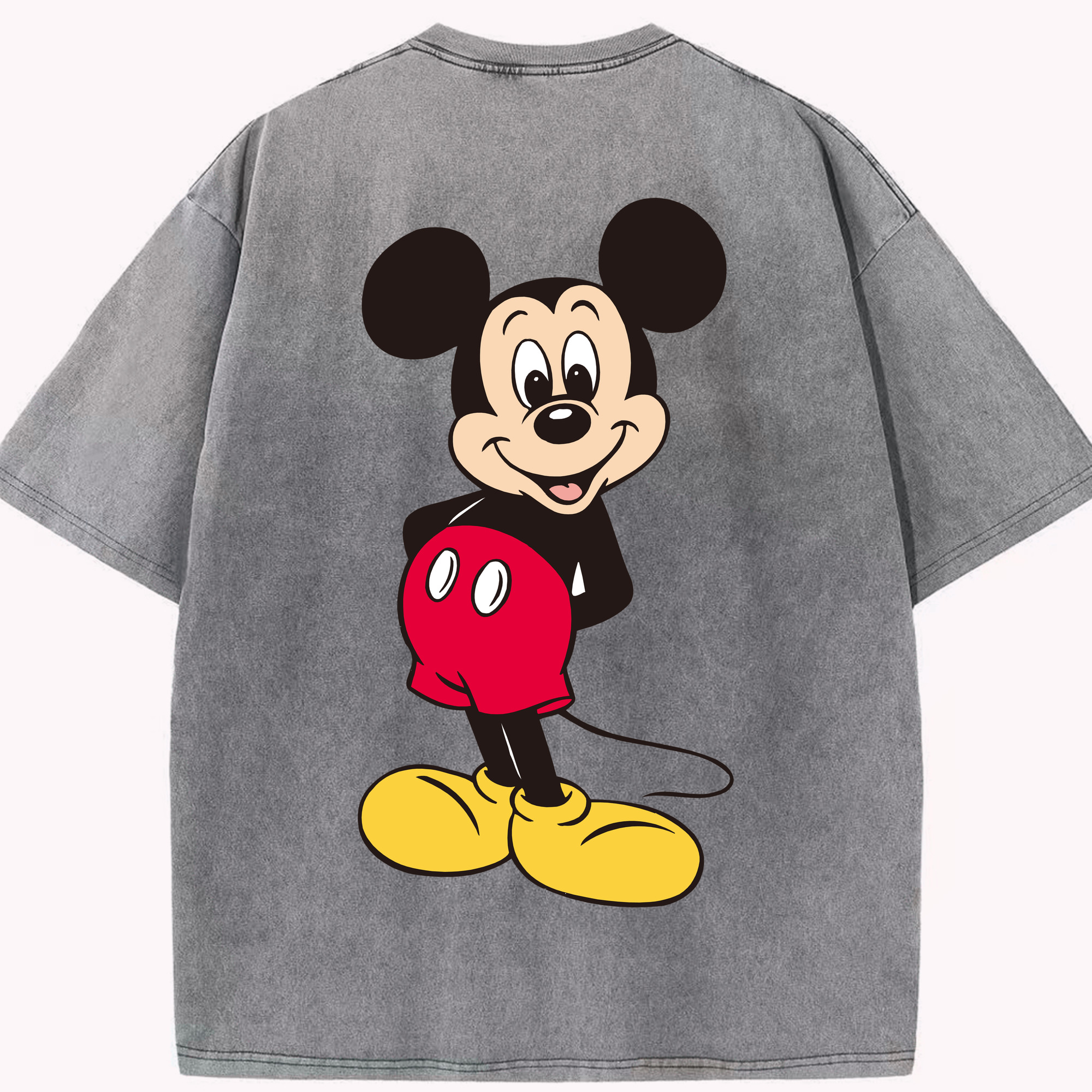 （画像用） ミッキーマウス Mickey Mouse 綿100% ヴィンテージ風 半袖Tシャツ（背面プリント）