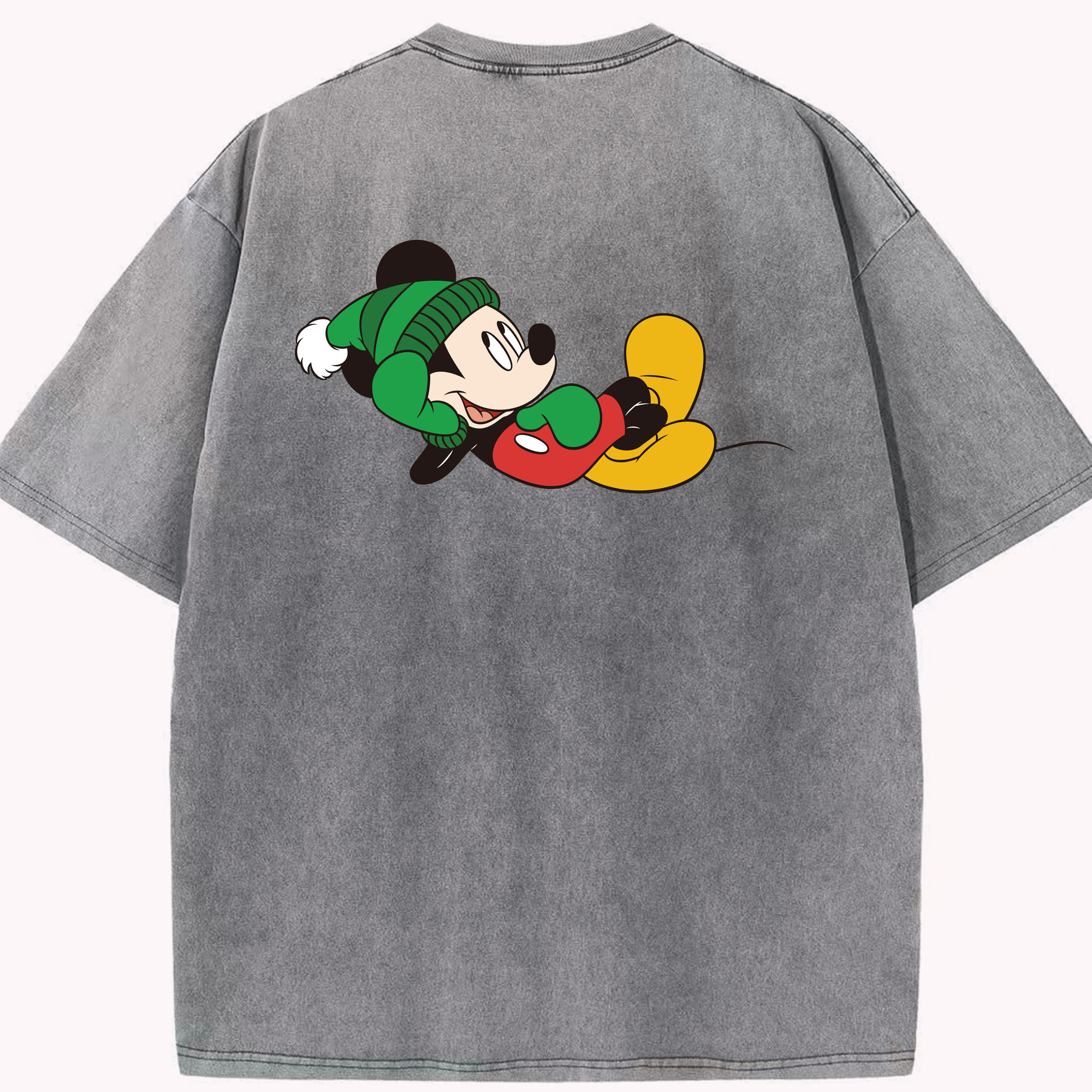 （画像用） ミッキーマウス Mickey Mouse 綿100% ヴィンテージ風 半袖Tシャツ（背面プリント）