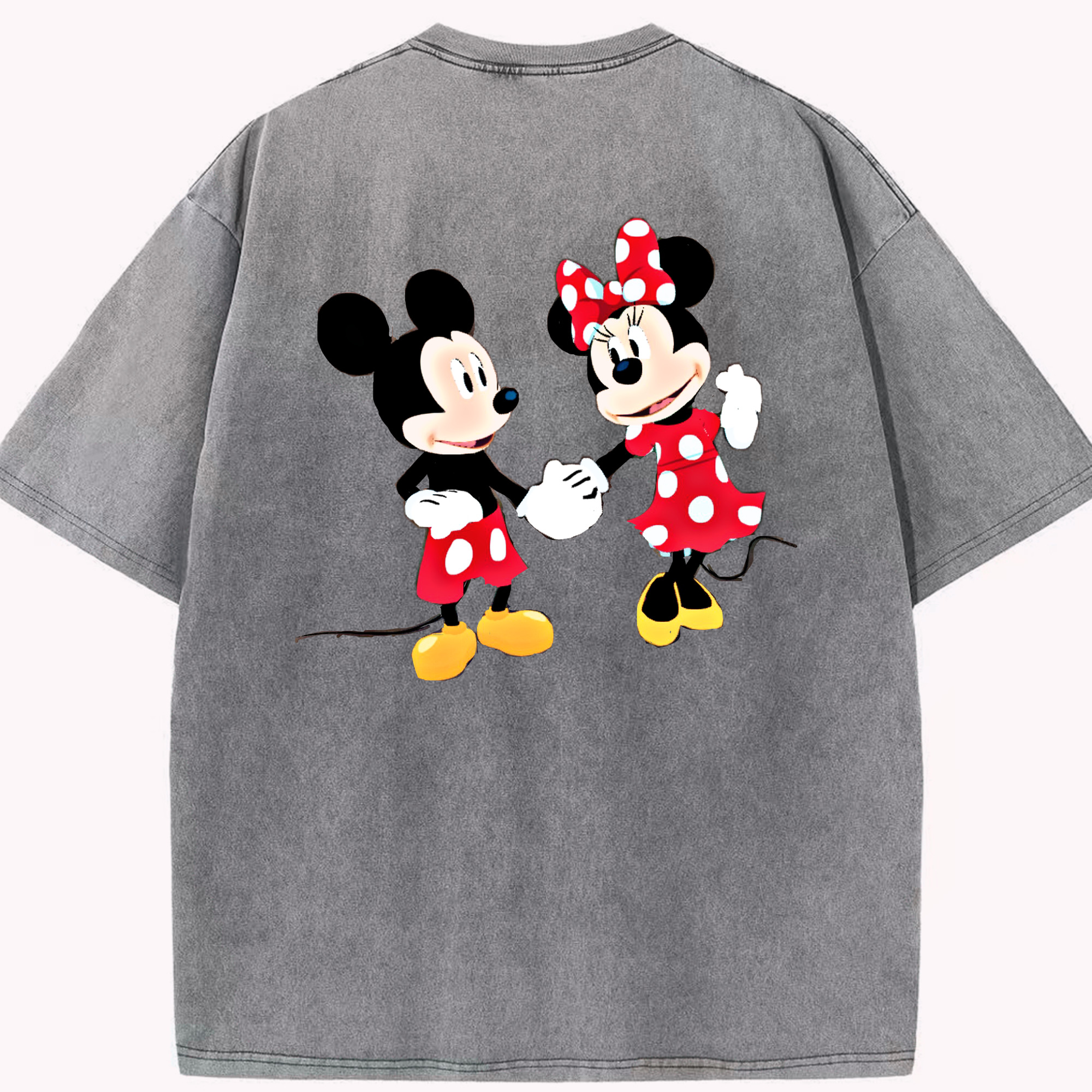 （画像用） ミッキーマウス Mickey Mouse 綿100% ヴィンテージ風 半袖Tシャツ（背面プリント）