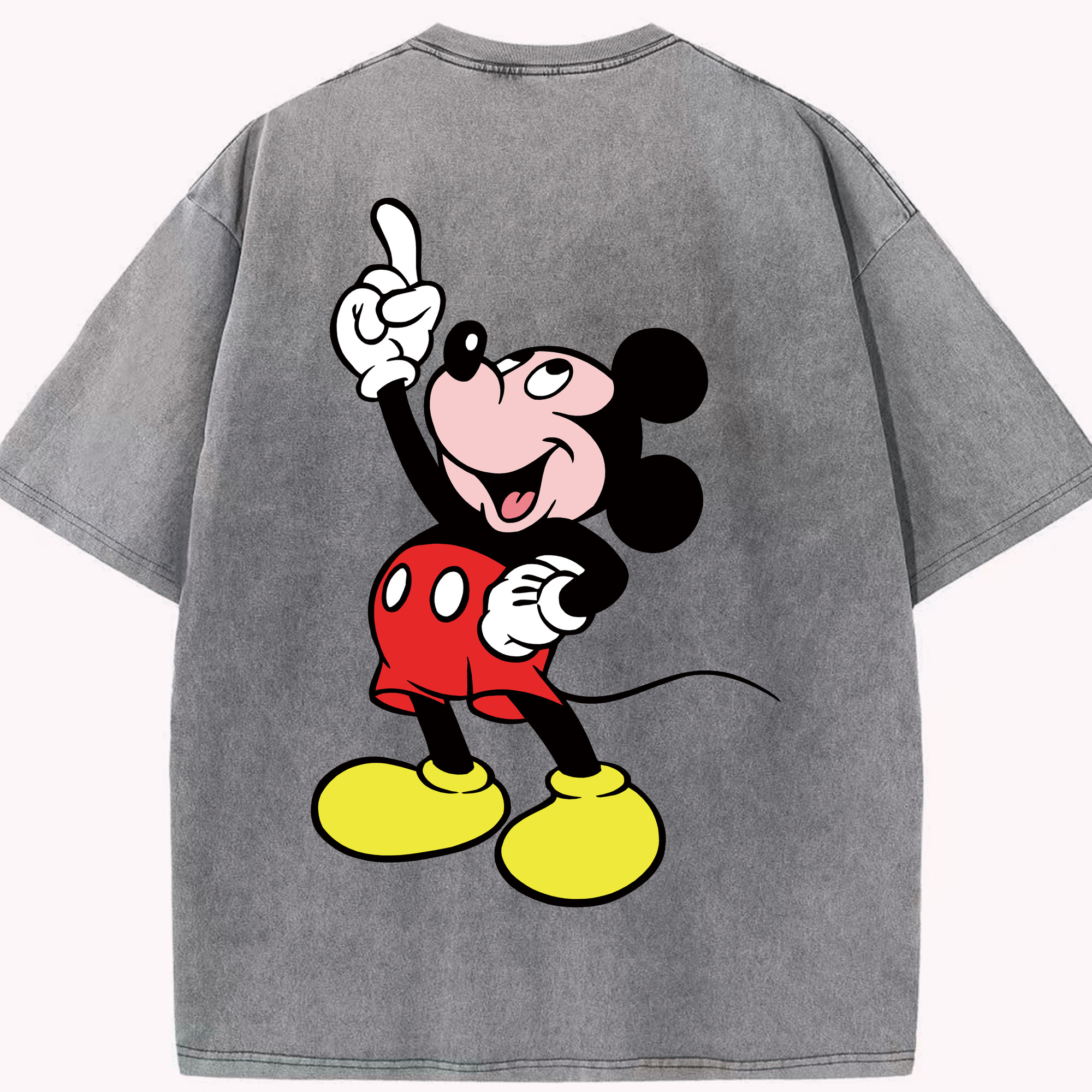 （画像用） ミッキーマウス Mickey Mouse 綿100% ヴィンテージ風 半袖Tシャツ（背面プリント）