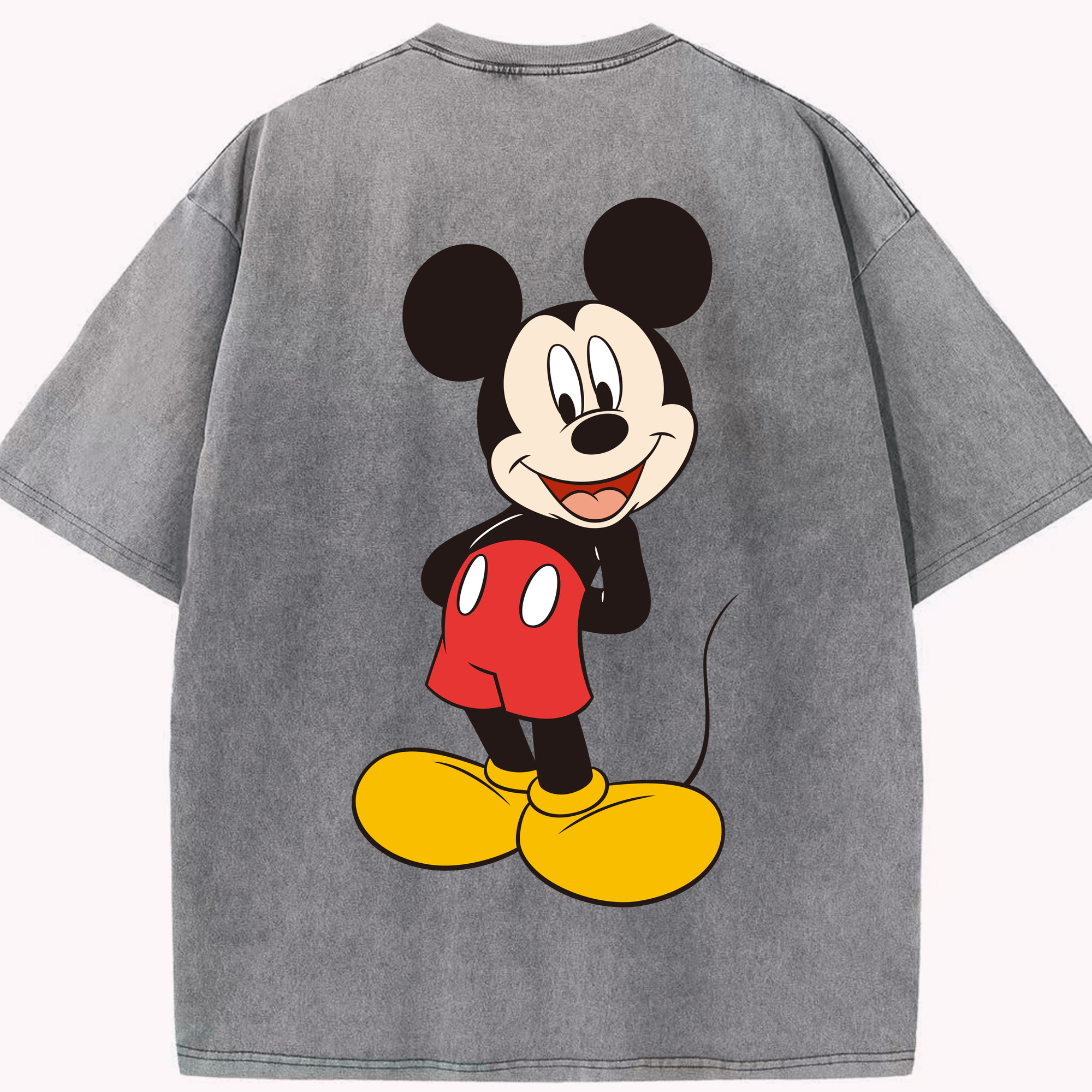 （画像用） ミッキーマウス Mickey Mouse 綿100% ヴィンテージ風 半袖Tシャツ（背面プリント）