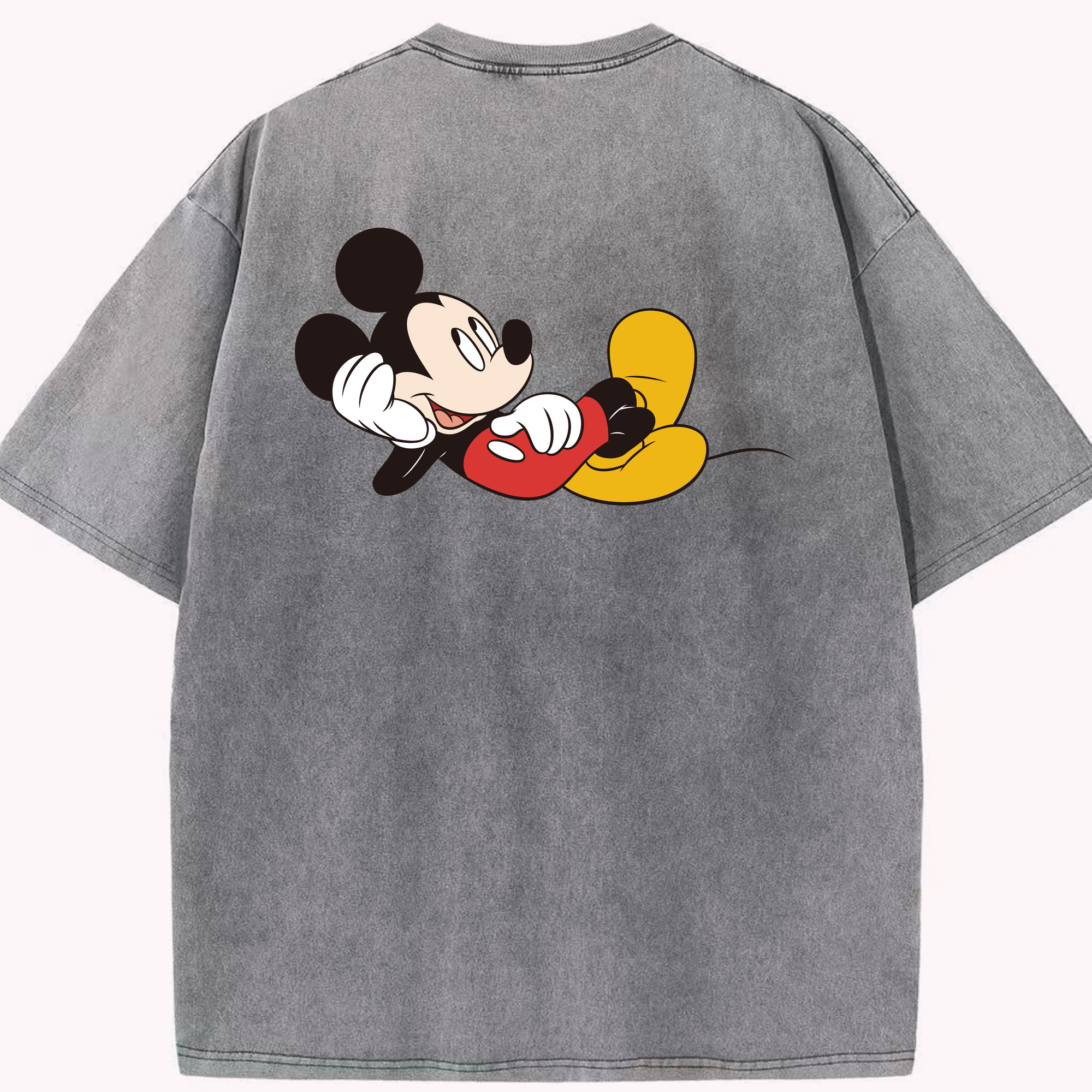 （画像用） ミッキーマウス Mickey Mouse 綿100% ヴィンテージ風 半袖Tシャツ（背面プリント）