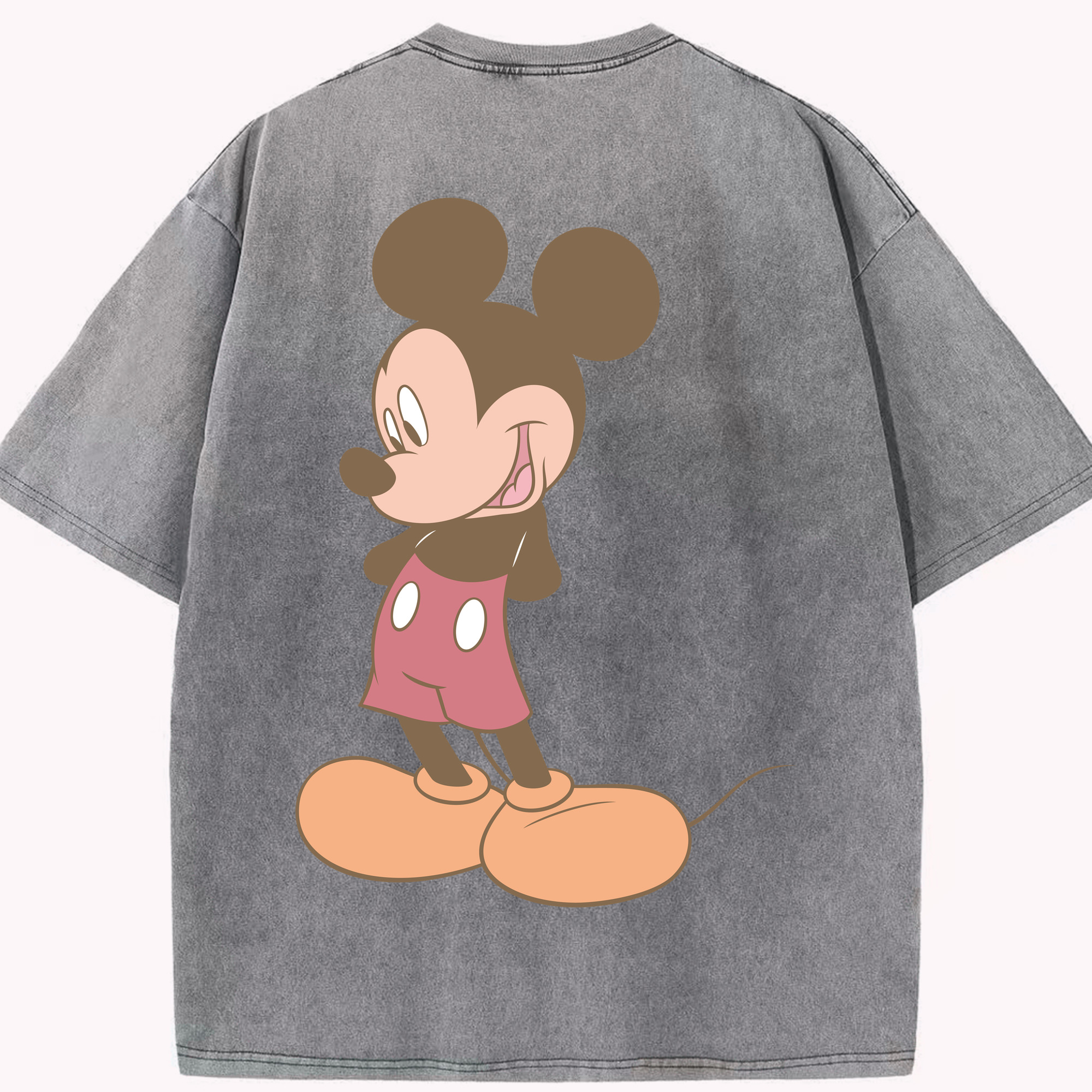 （画像用） ミッキーマウス Mickey Mouse 綿100% ヴィンテージ風 半袖Tシャツ（背面プリント）