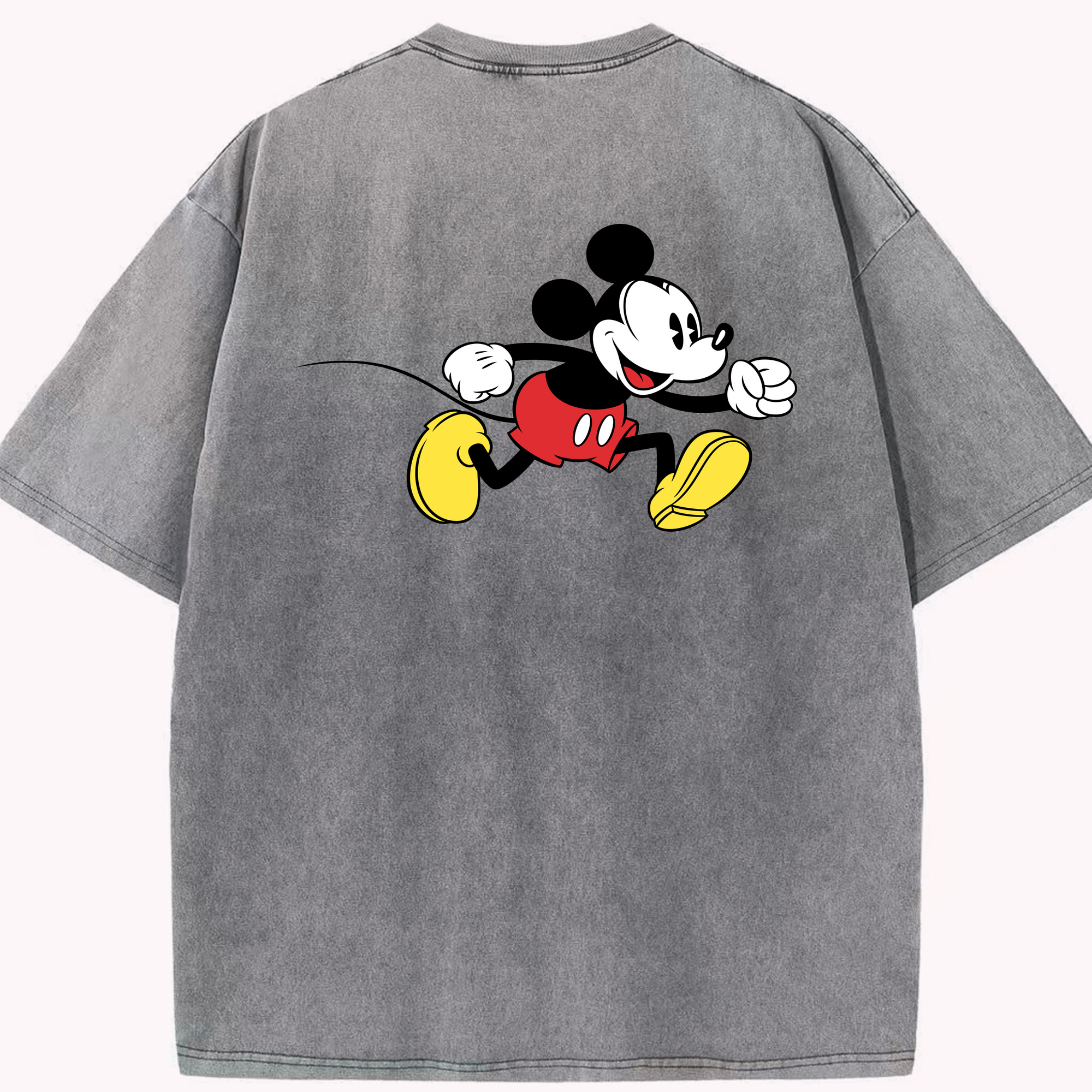 （画像用） ミッキーマウス Mickey Mouse 綿100% ヴィンテージ風 半袖Tシャツ（背面プリント）