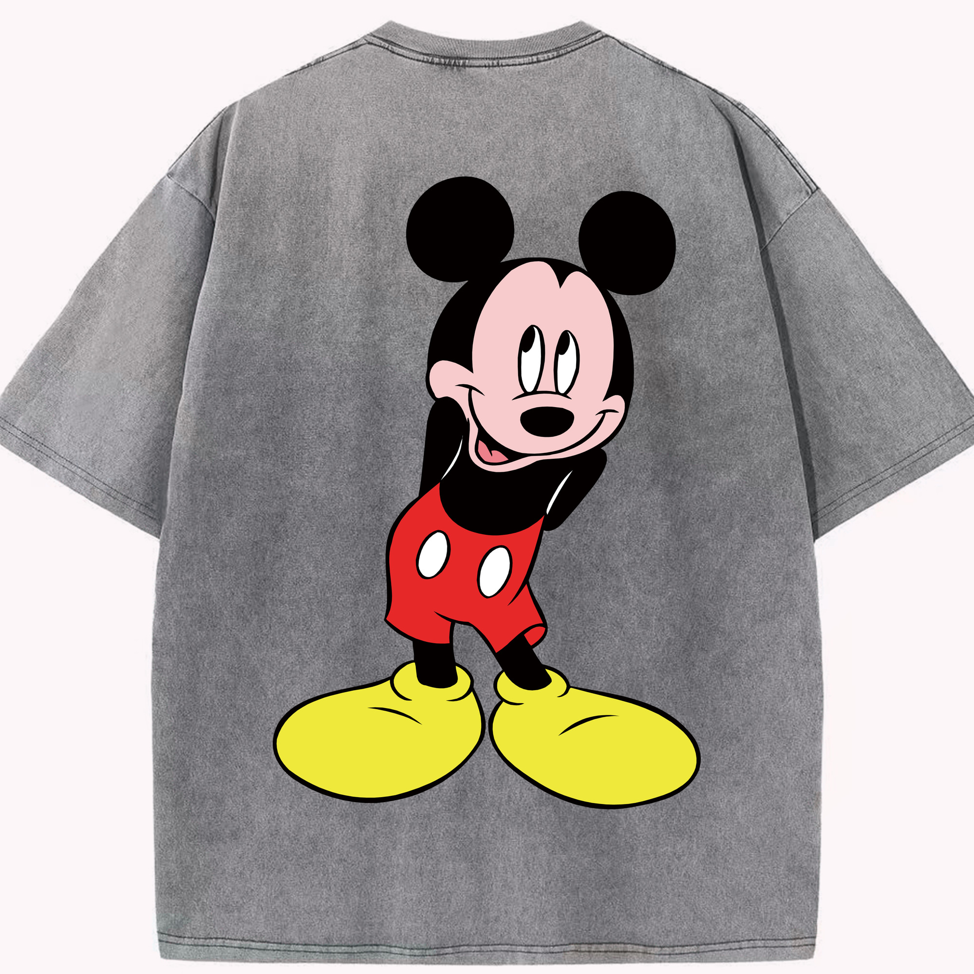 （画像用） ミッキーマウス Mickey Mouse 綿100% ヴィンテージ風 半袖Tシャツ（背面プリント）