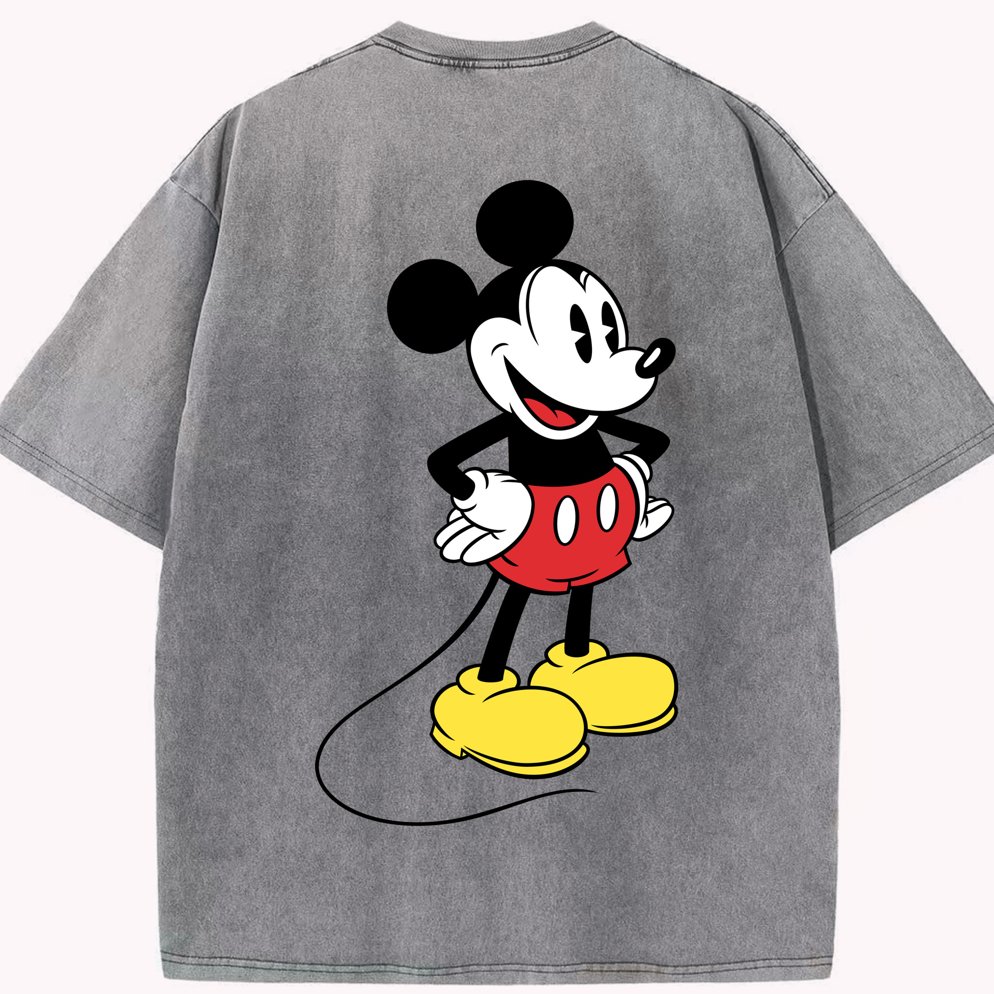 （画像用） ミッキーマウス Mickey Mouse 綿100% ヴィンテージ風 半袖Tシャツ（背面プリント）