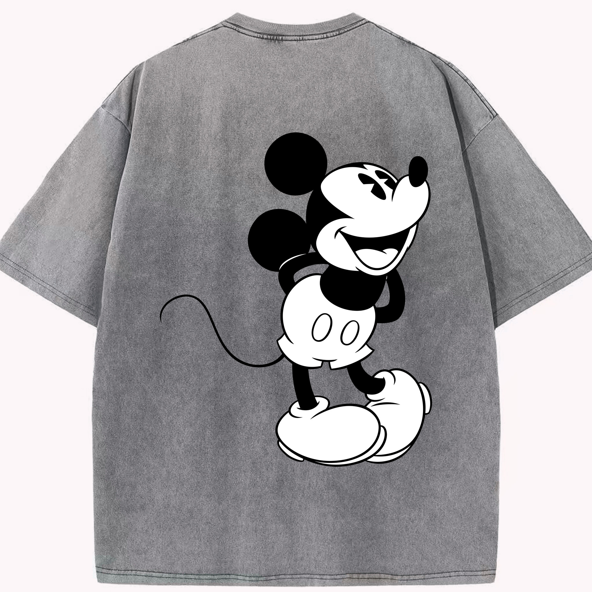 （画像用） ミッキーマウス Mickey Mouse 綿100% ヴィンテージ風 半袖Tシャツ（背面プリント）