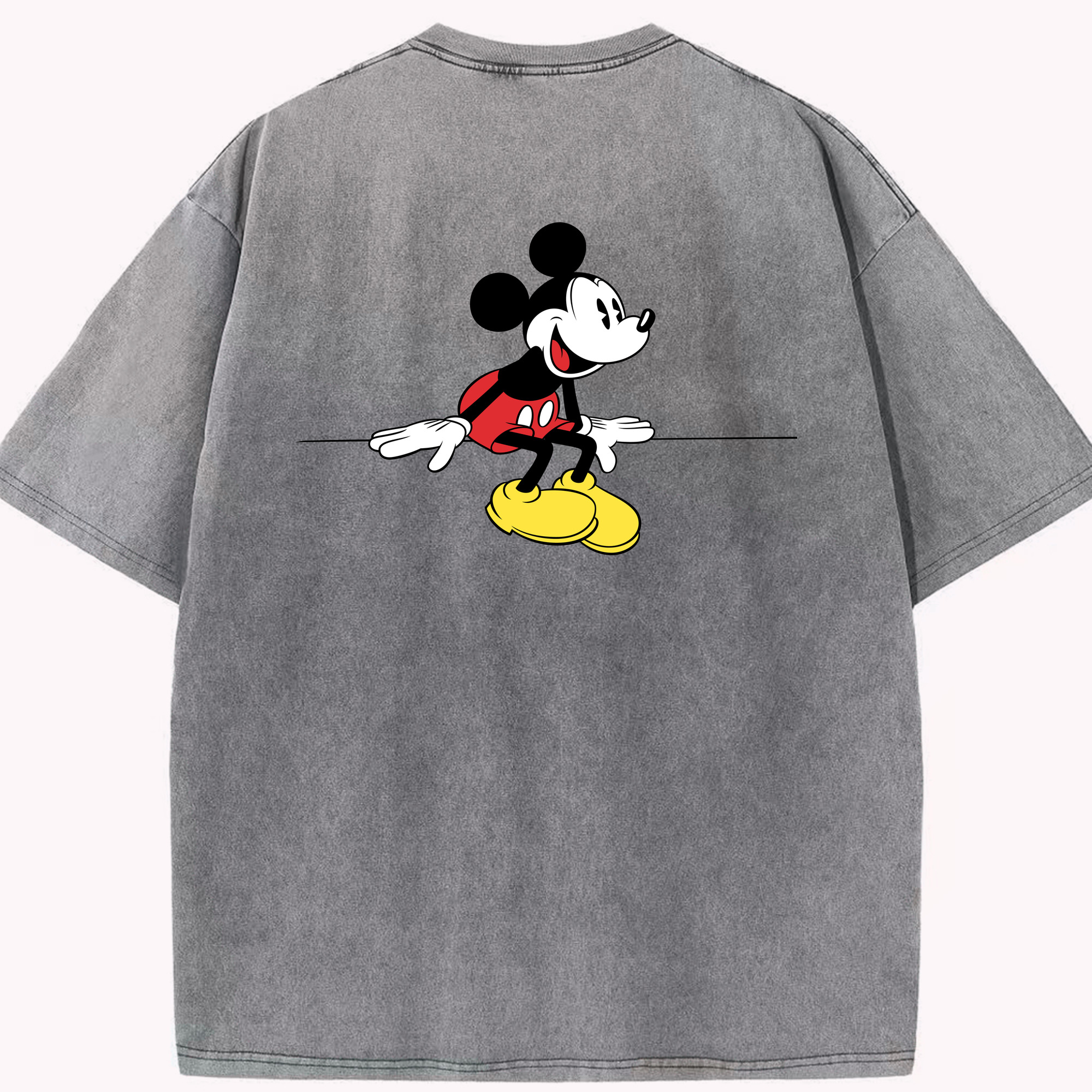 （画像用） ミッキーマウス Mickey Mouse 綿100% ヴィンテージ風 半袖Tシャツ（背面プリント）