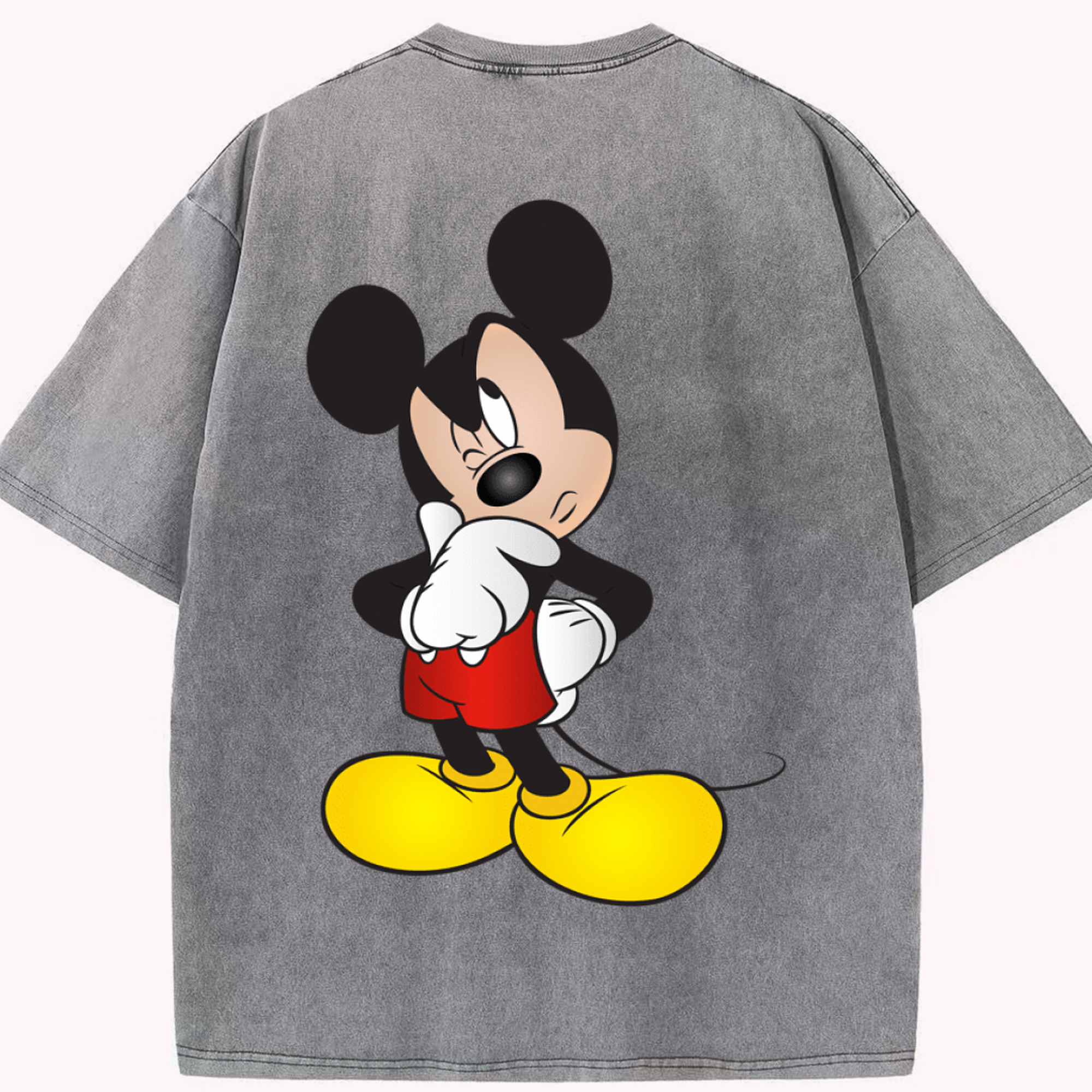 （画像用） ミッキーマウス Mickey Mouse 綿100% ヴィンテージ風 半袖Tシャツ（背面プリント）