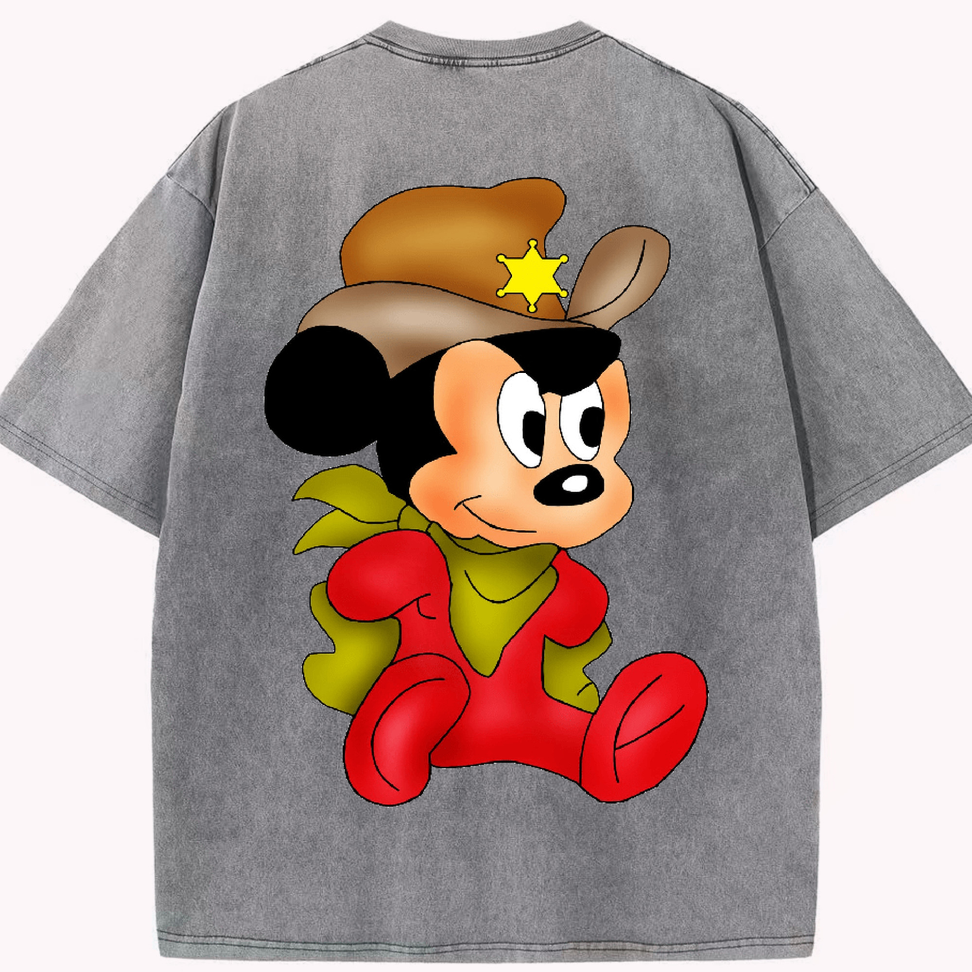 （画像用） ミッキーマウス Mickey Mouse 綿100% ヴィンテージ風 半袖Tシャツ（背面プリント）