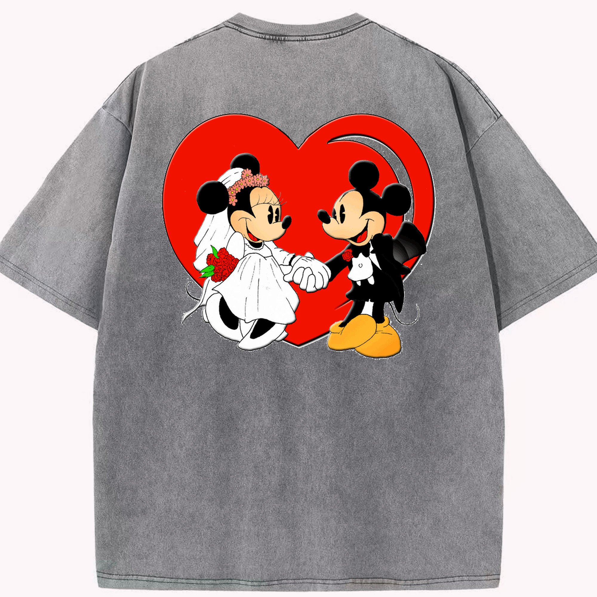 （画像用） ミッキーマウス Mickey Mouse 綿100% ヴィンテージ風 半袖Tシャツ（背面プリント）
