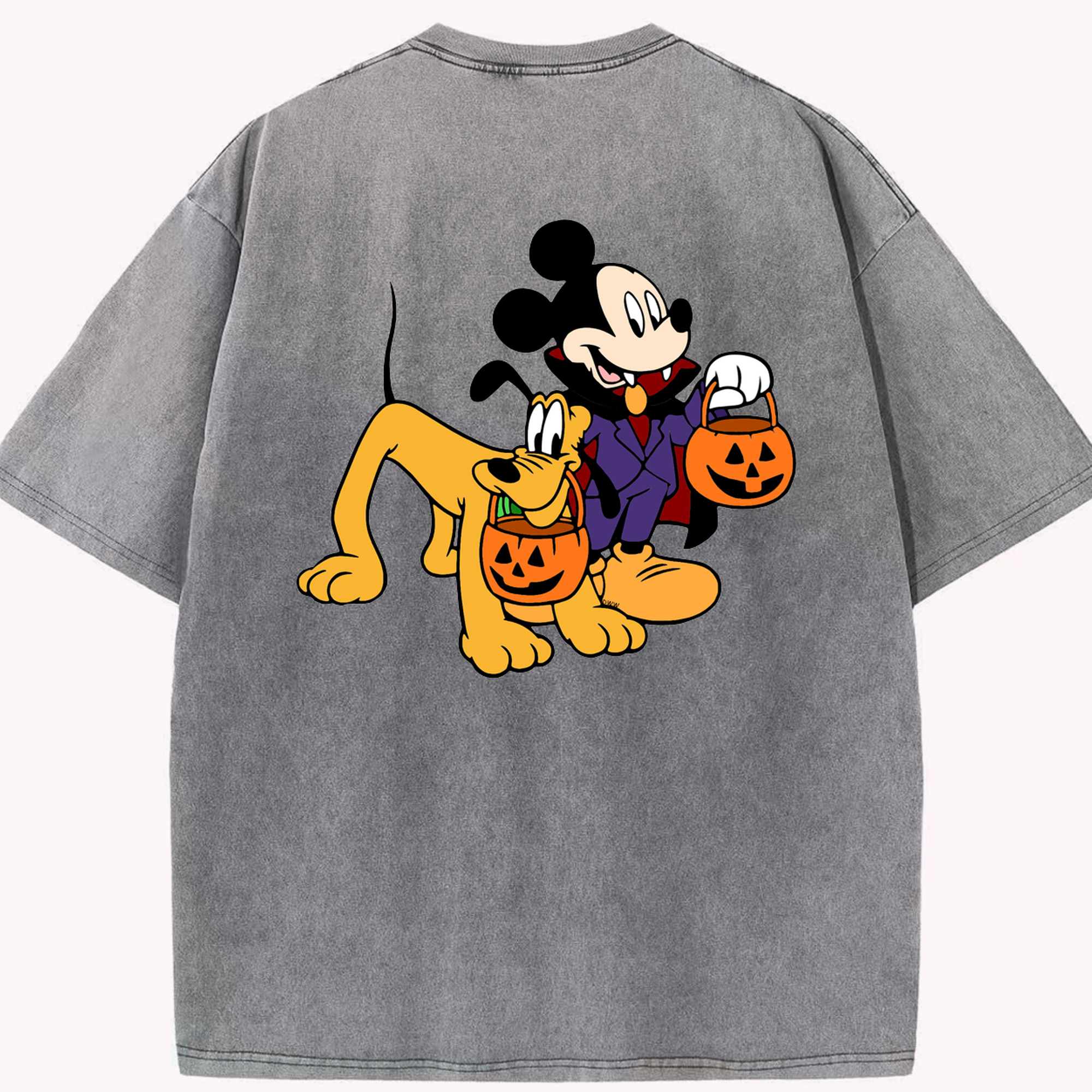 （画像用） ミッキーマウス Mickey Mouse 綿100% ヴィンテージ風 半袖Tシャツ（背面プリント）