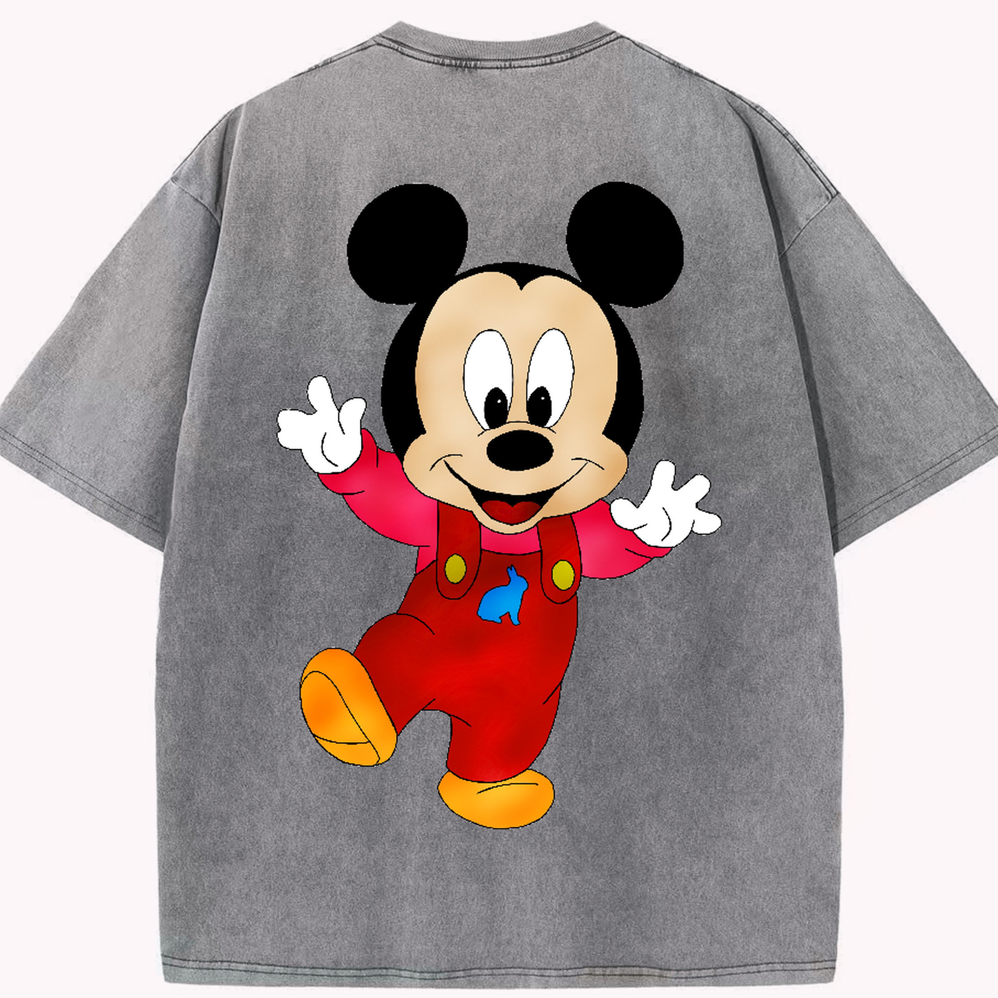 （画像用） ミッキーマウス Mickey Mouse 綿100% ヴィンテージ風 半袖Tシャツ（背面プリント）