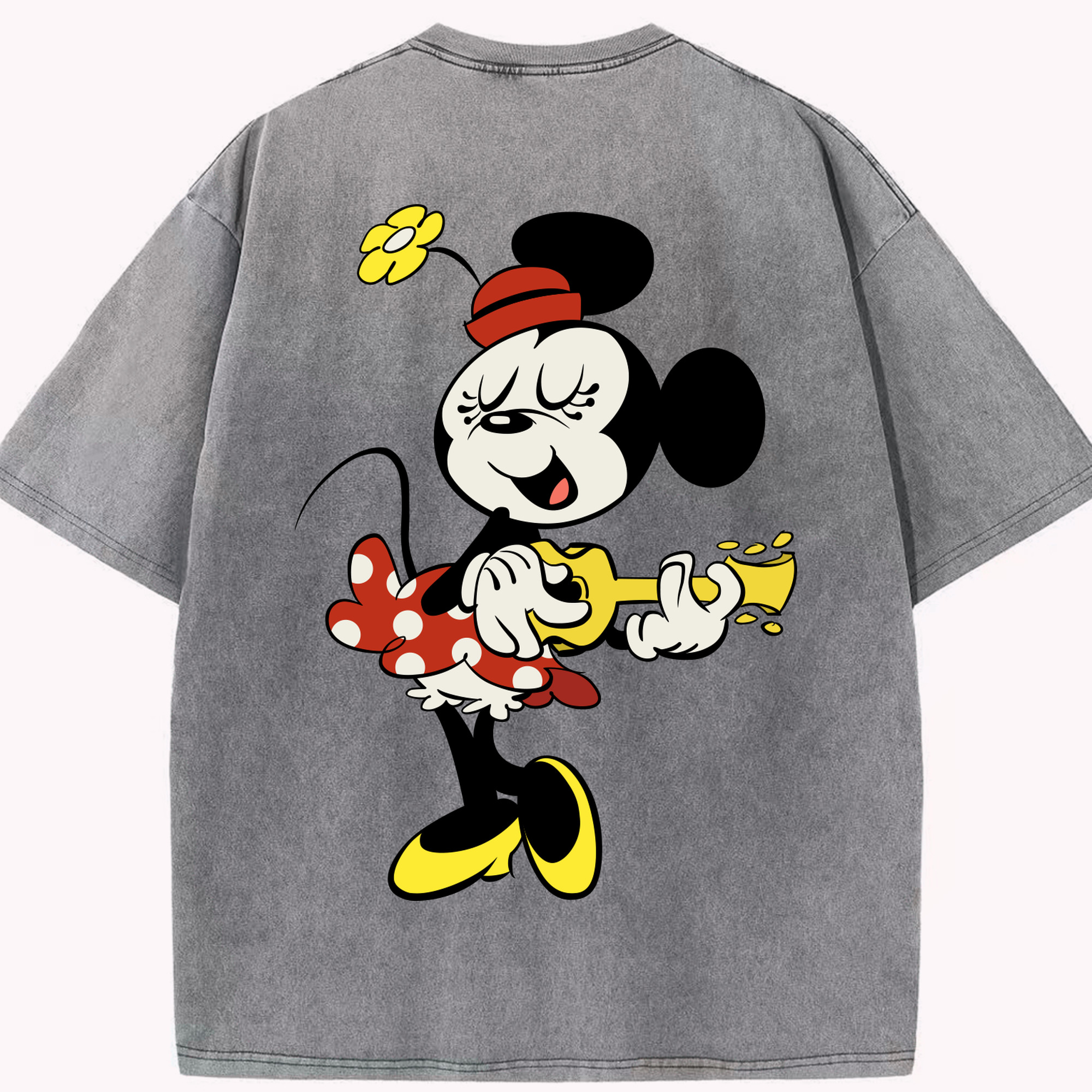 （画像用） ミッキーマウス Mickey Mouse 綿100% ヴィンテージ風 半袖Tシャツ（背面プリント）