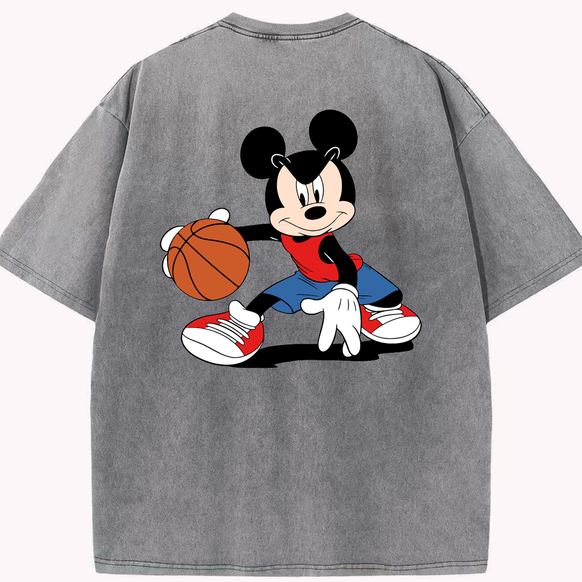 （画像用） ミッキーマウス Mickey Mouse 綿100% ヴィンテージ風 半袖Tシャツ（背面プリント）