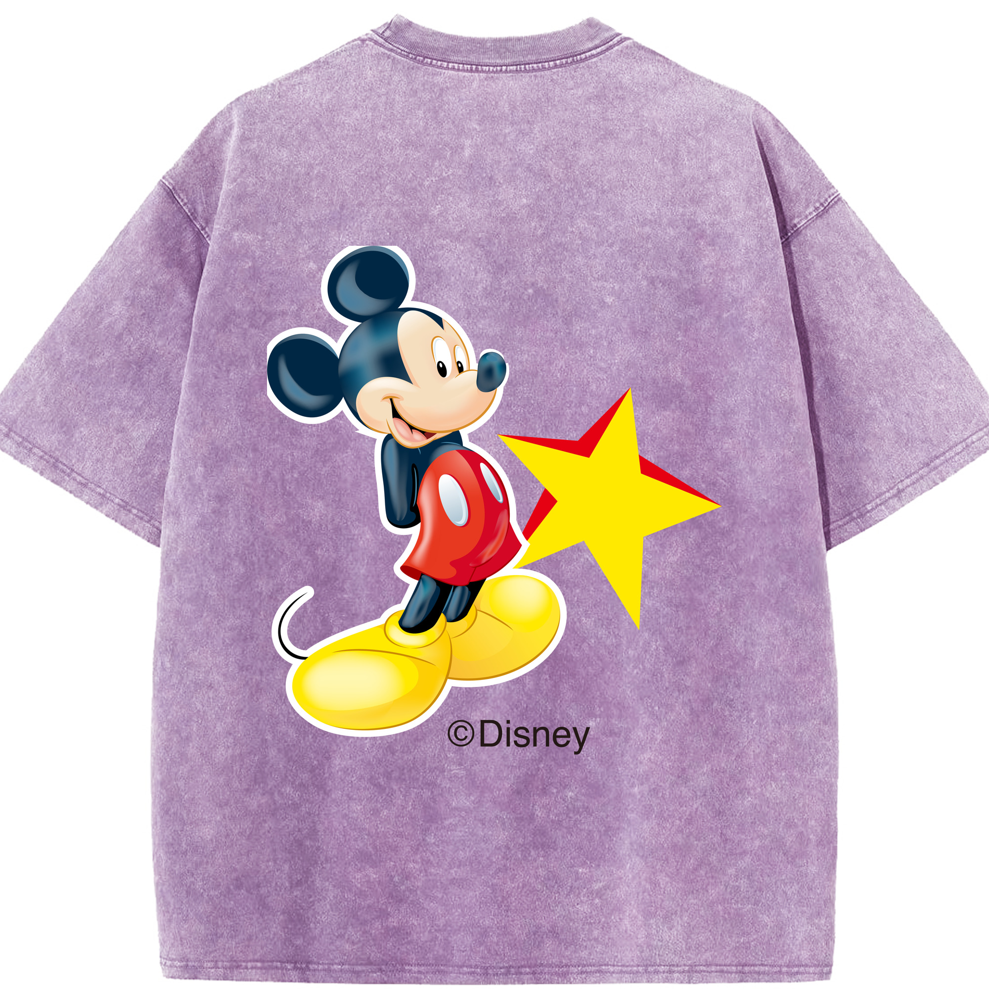 （画像用） ミッキーマウス Mickey Mouse 綿100% ヴィンテージ風 半袖Tシャツ（背面プリント）