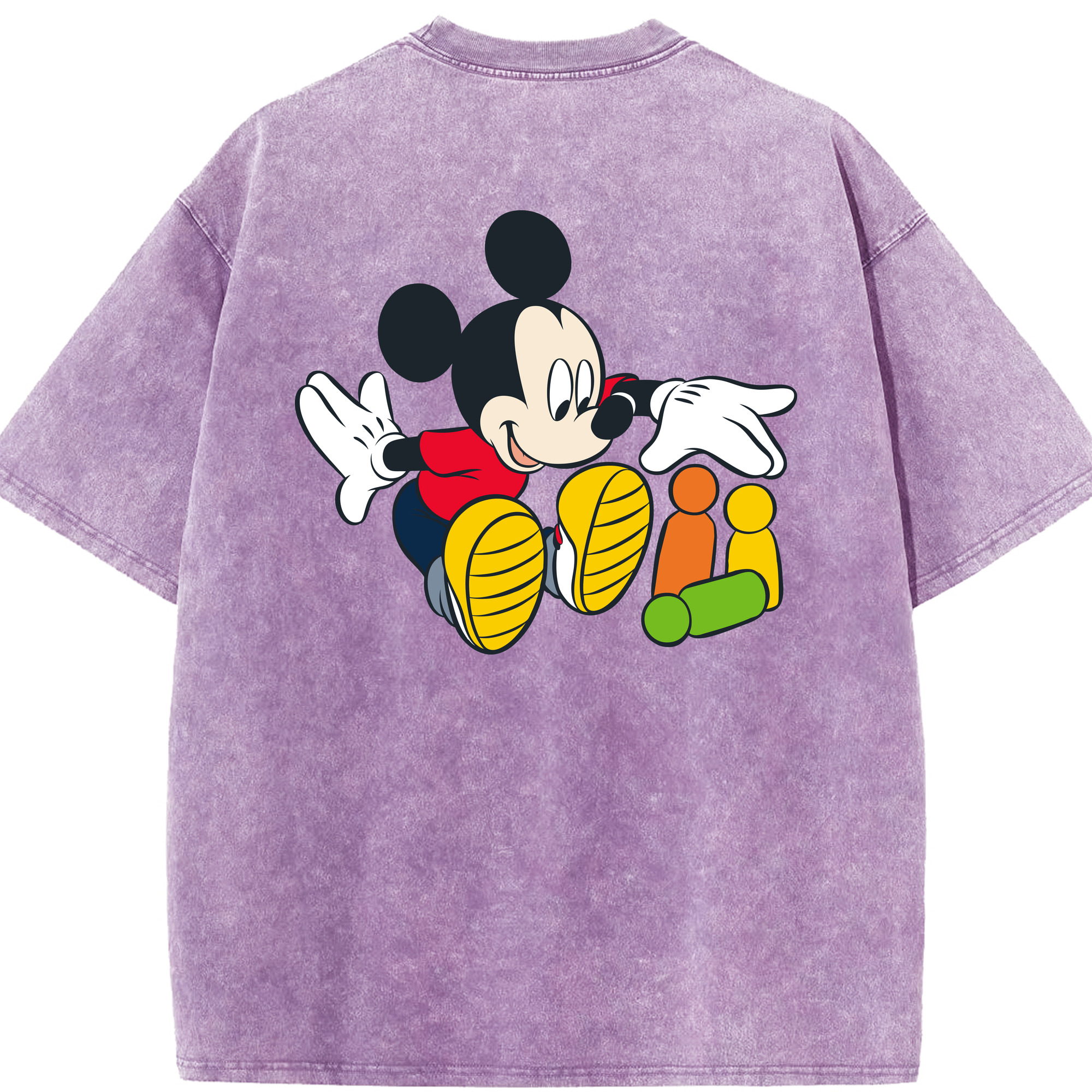 （画像用） ミッキーマウス Mickey Mouse 綿100% ヴィンテージ風 半袖Tシャツ（背面プリント）