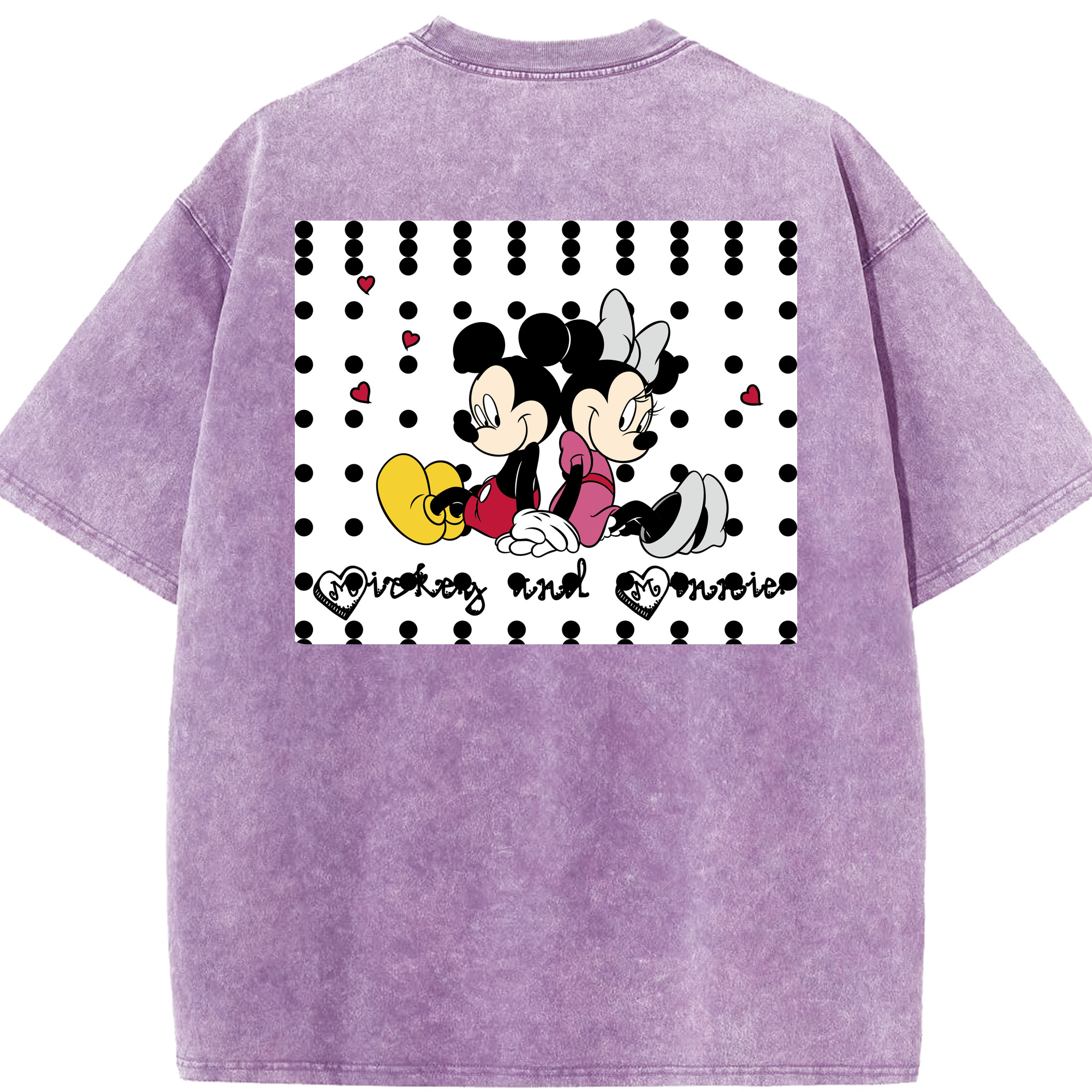 （画像用） ミッキーマウス Mickey Mouse 綿100% ヴィンテージ風 半袖Tシャツ（背面プリント）