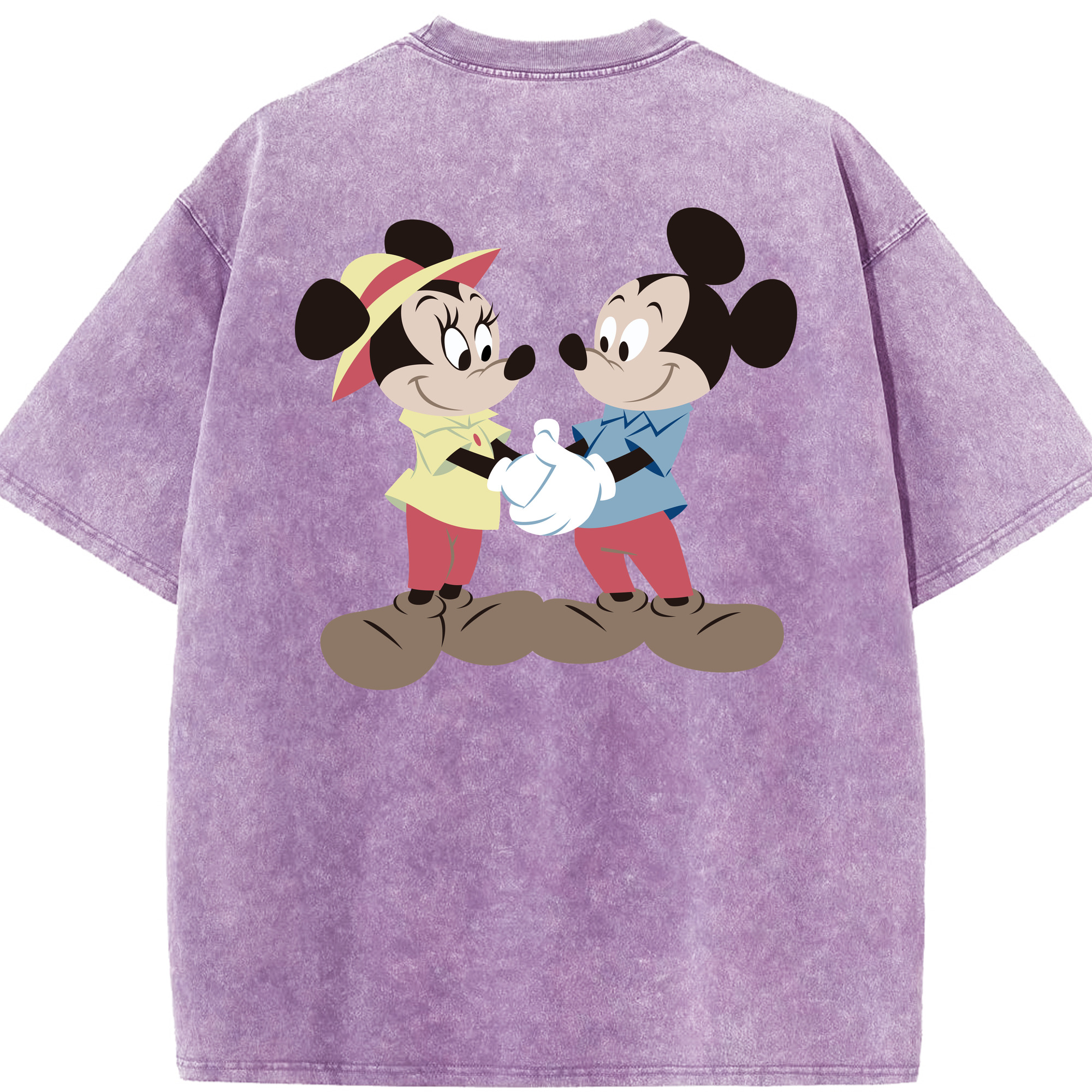 （画像用） ミッキーマウス Mickey Mouse 綿100% ヴィンテージ風 半袖Tシャツ（背面プリント）