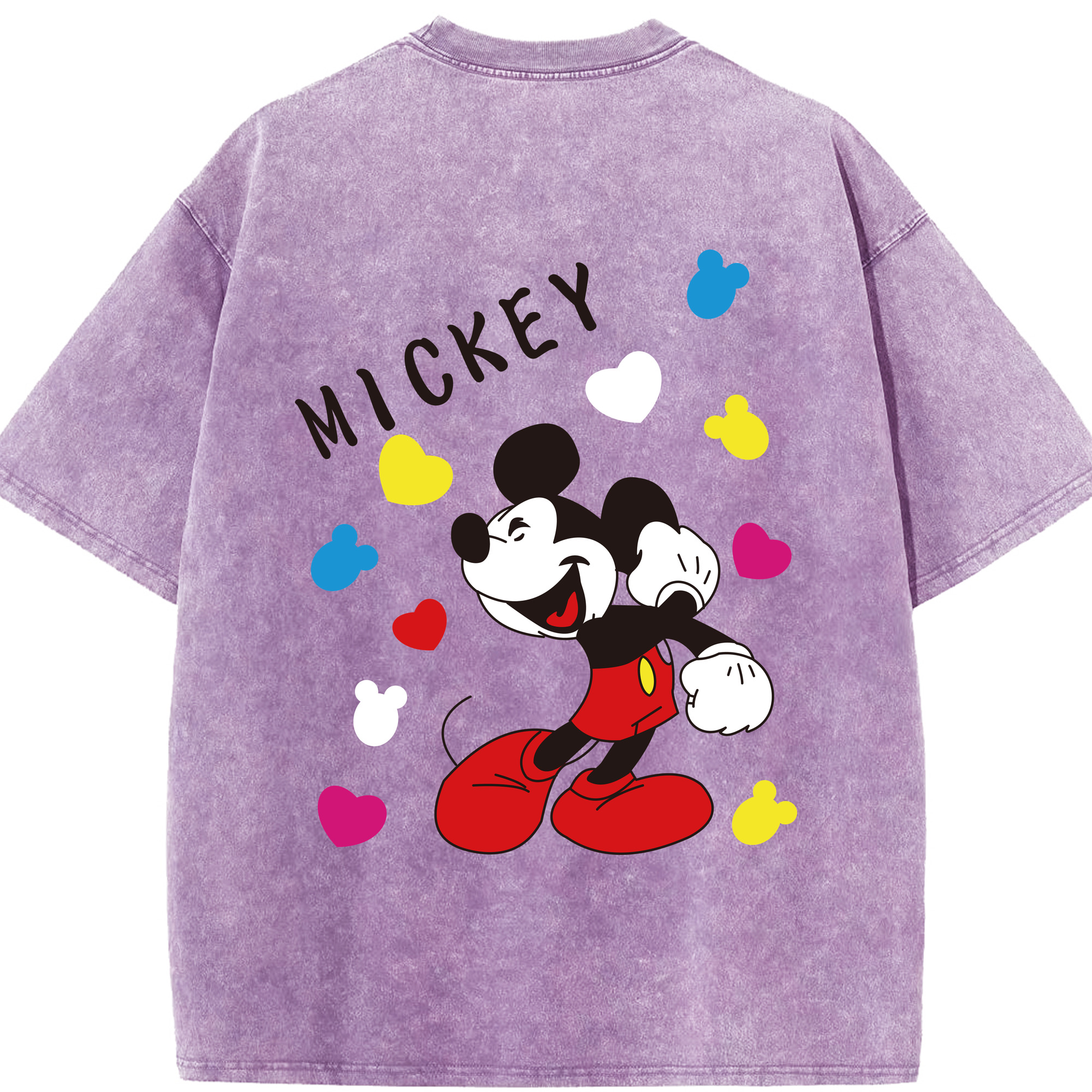 （画像用） ミッキーマウス Mickey Mouse 綿100% ヴィンテージ風 半袖Tシャツ（背面プリント）