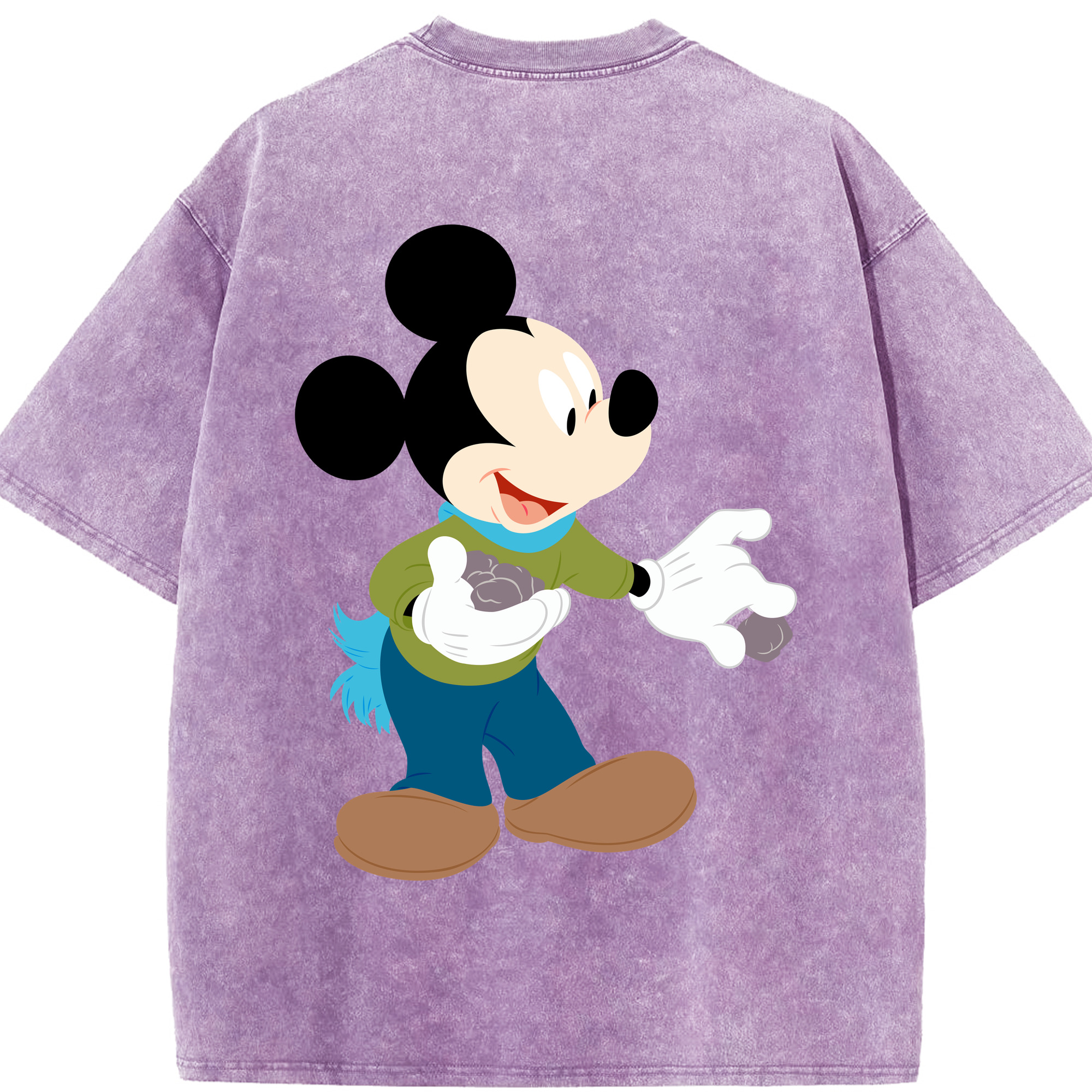 （画像用） ミッキーマウス Mickey Mouse 綿100% ヴィンテージ風 半袖Tシャツ（背面プリント）