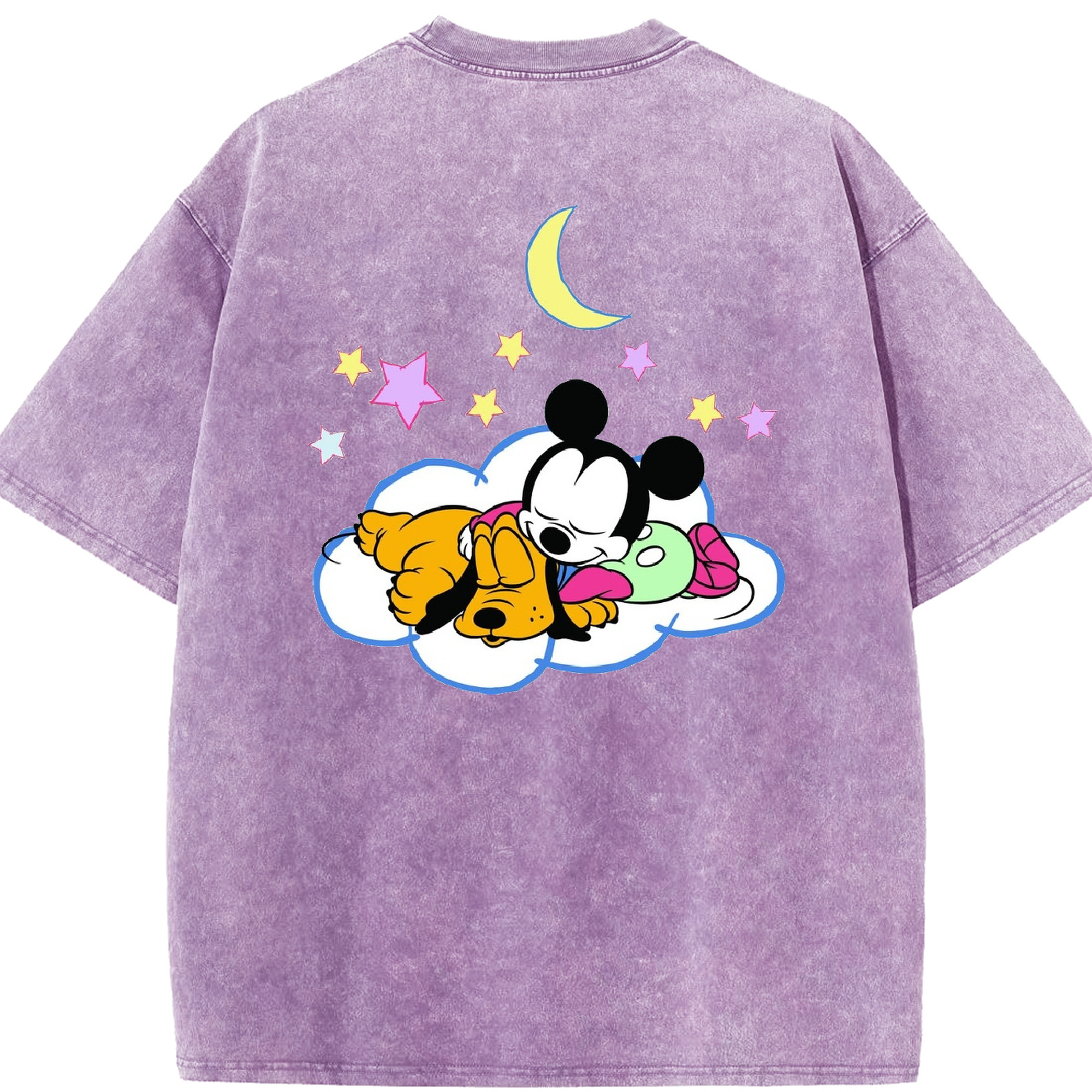 （画像用） ミッキーマウス Mickey Mouse 綿100% ヴィンテージ風 半袖Tシャツ（背面プリント）