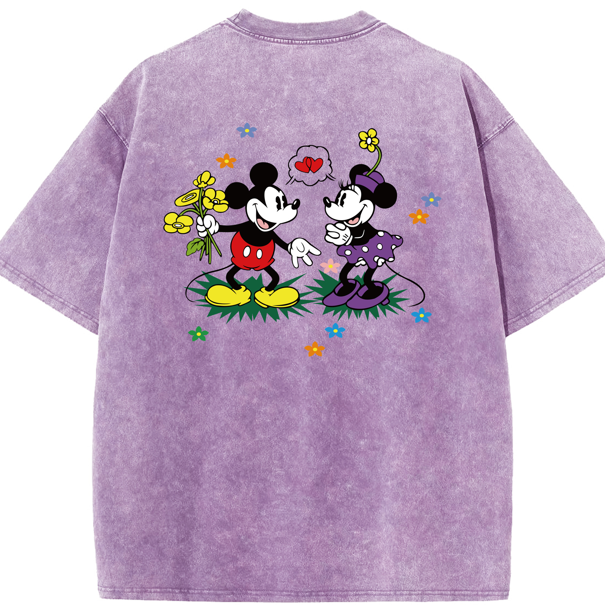 （画像用） ミッキーマウス Mickey Mouse 綿100% ヴィンテージ風 半袖Tシャツ（背面プリント）