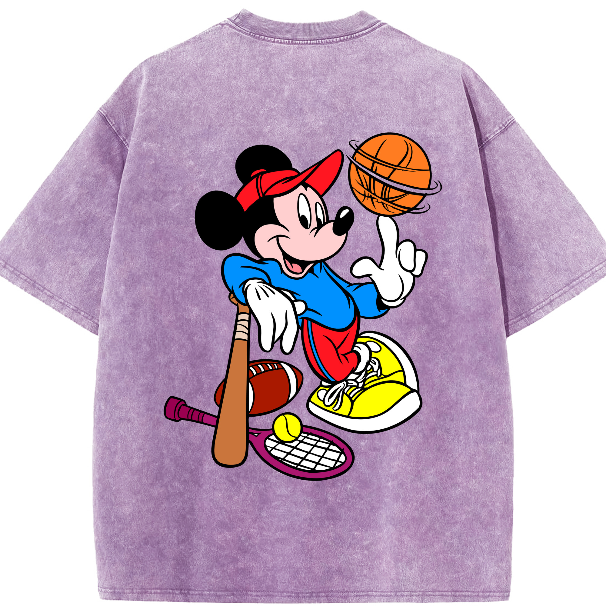 （画像用） ミッキーマウス Mickey Mouse 綿100% ヴィンテージ風 半袖Tシャツ（背面プリント）