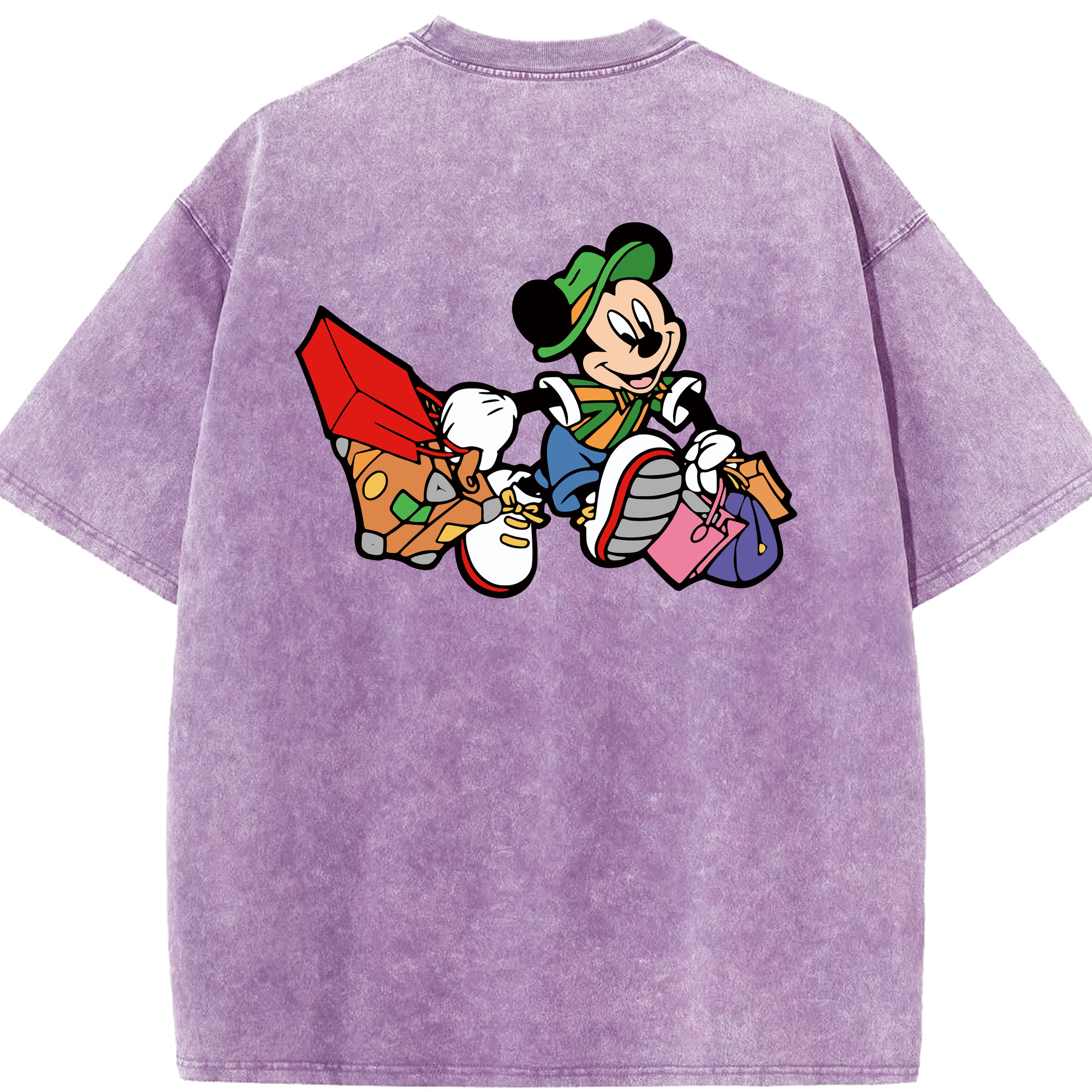 （画像用） ミッキーマウス Mickey Mouse 綿100% ヴィンテージ風 半袖Tシャツ（背面プリント）