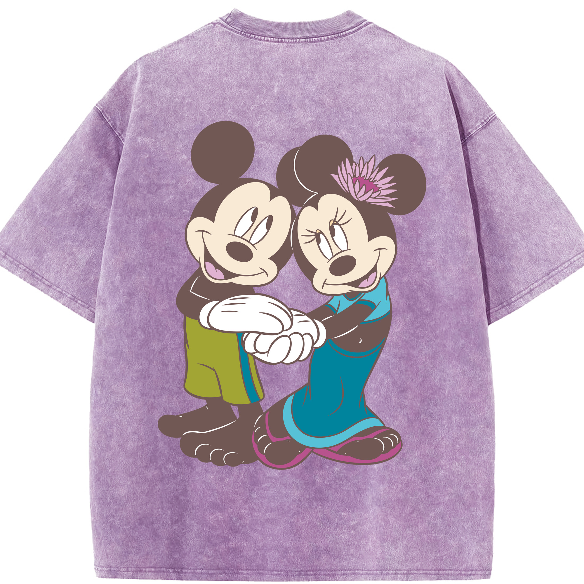 （画像用） ミッキーマウス Mickey Mouse 綿100% ヴィンテージ風 半袖Tシャツ（背面プリント）
