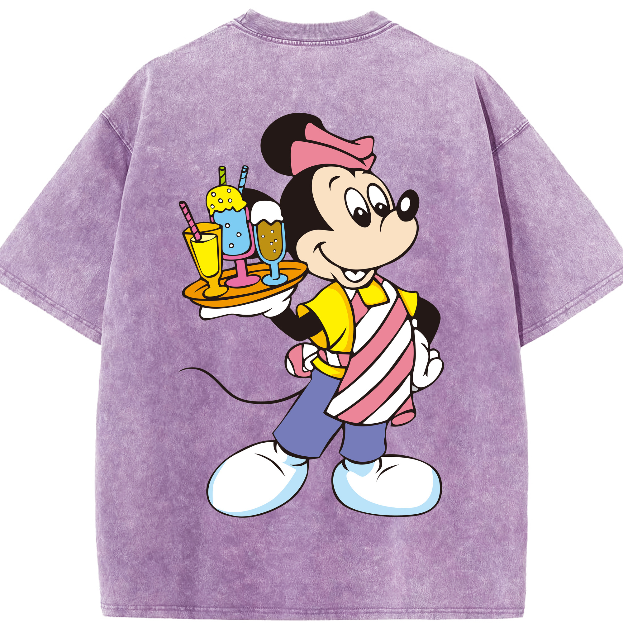 （画像用） ミッキーマウス Mickey Mouse 綿100% ヴィンテージ風 半袖Tシャツ（背面プリント）
