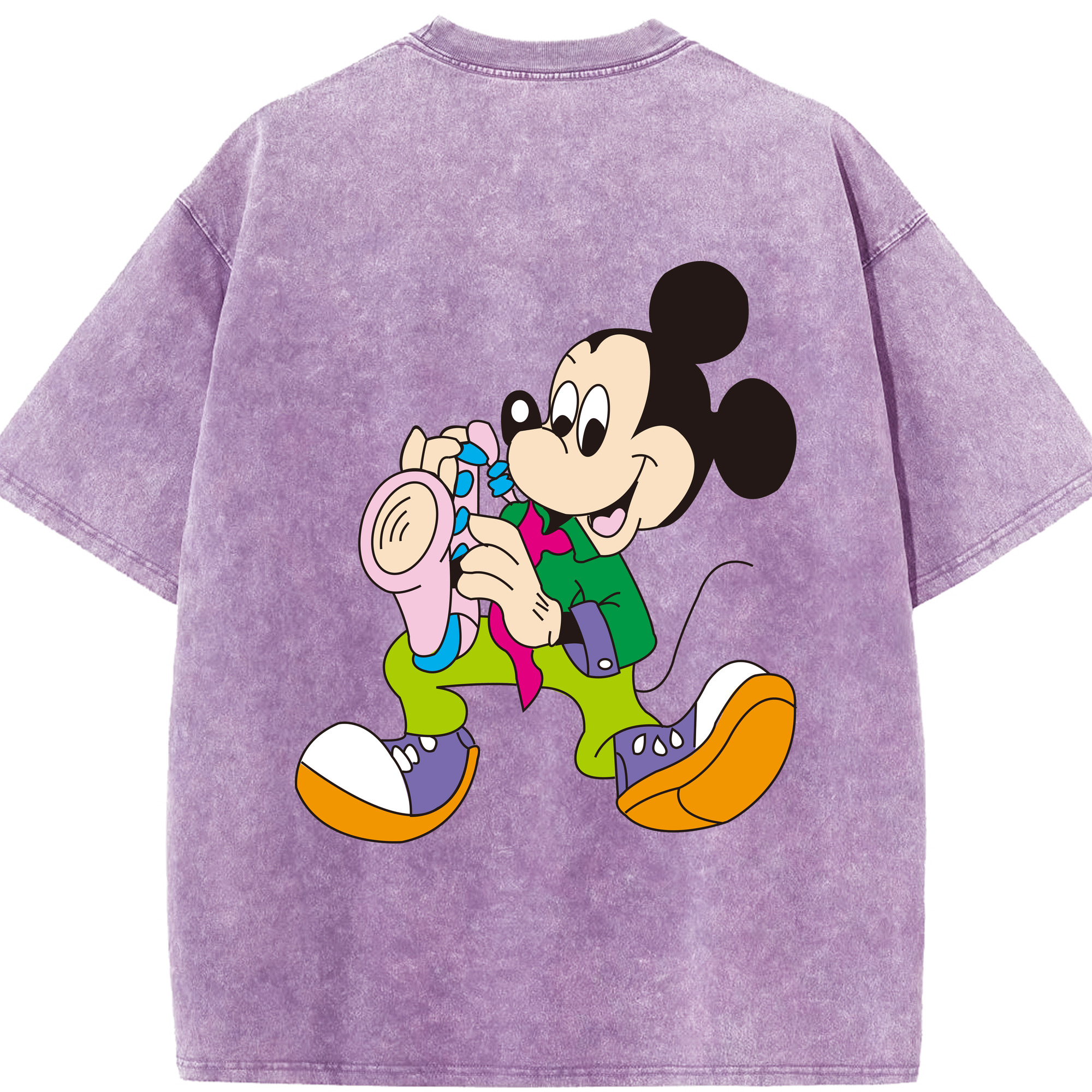 （画像用） ミッキーマウス Mickey Mouse 綿100% ヴィンテージ風 半袖Tシャツ（背面プリント）