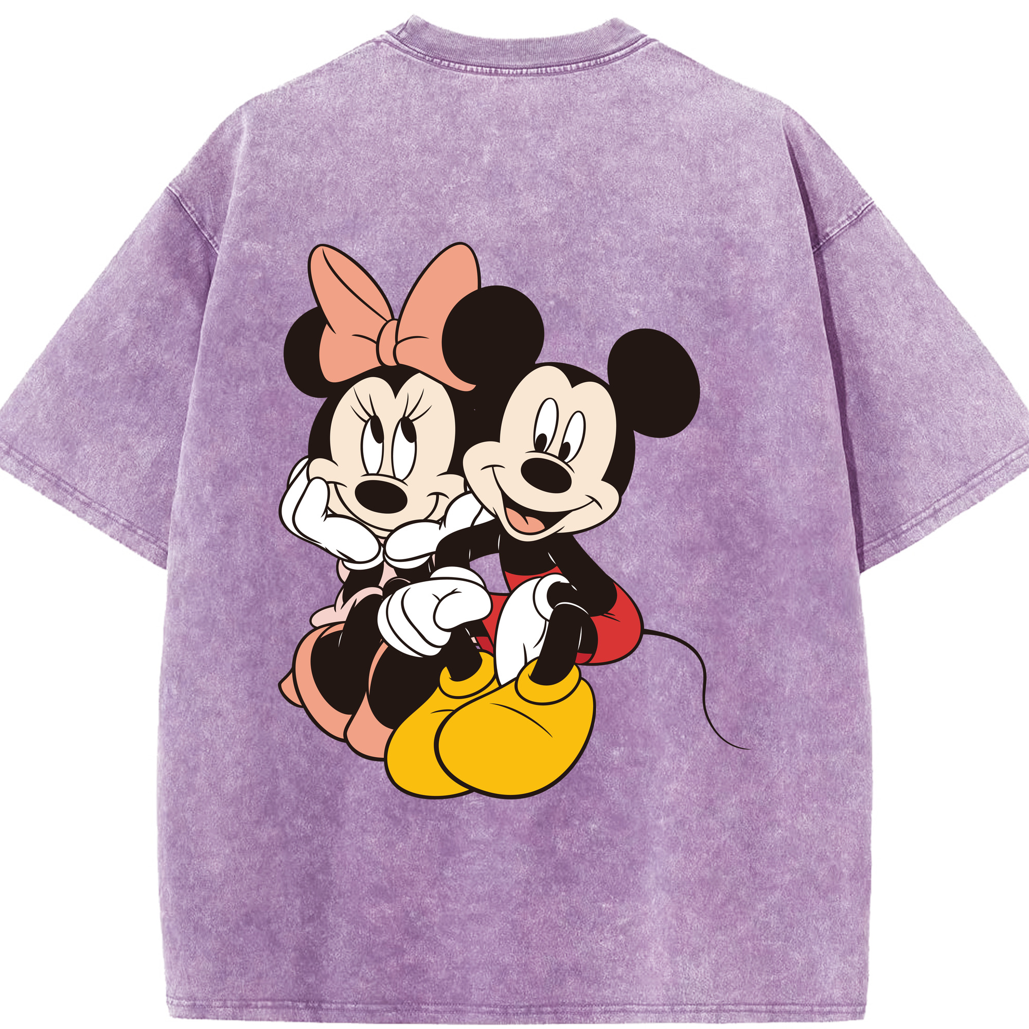 （画像用） ミッキーマウス Mickey Mouse 綿100% ヴィンテージ風 半袖Tシャツ（背面プリント）