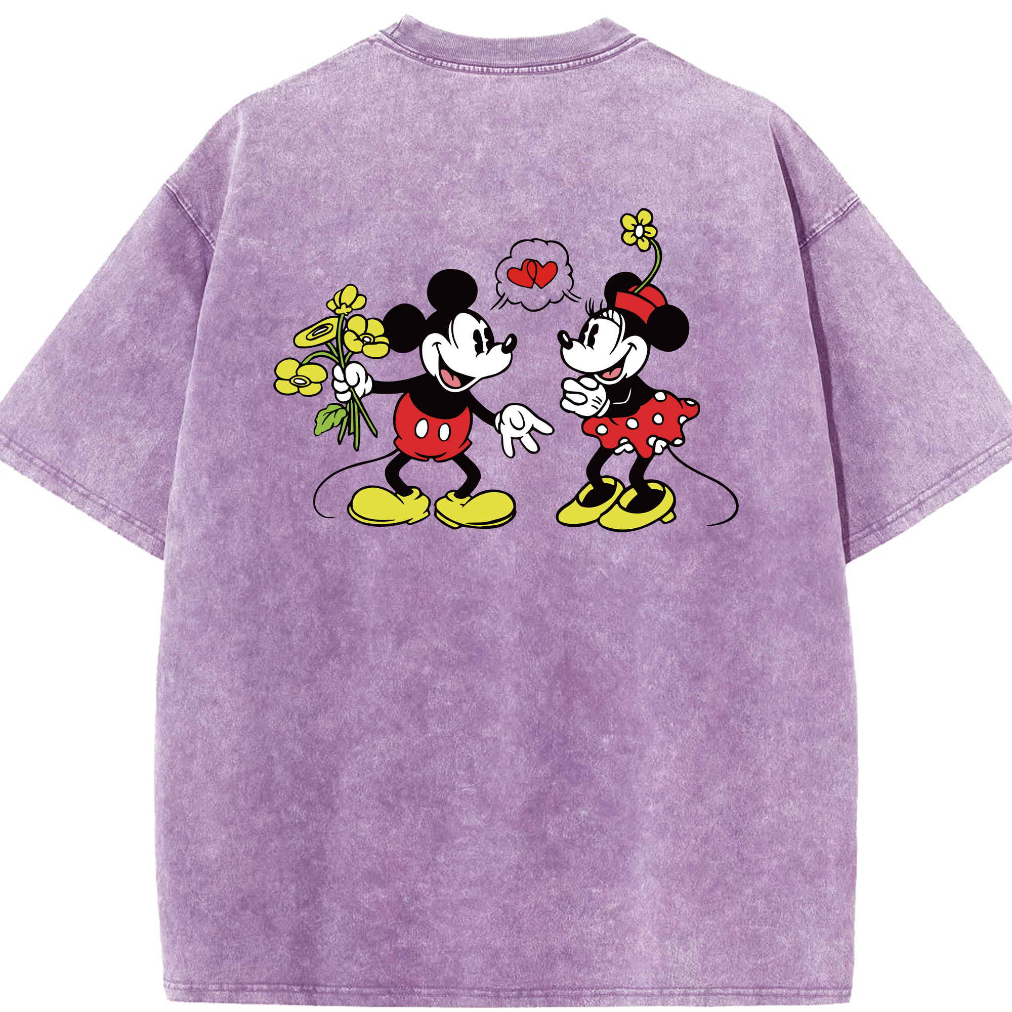 （画像用） ミッキーマウス Mickey Mouse 綿100% ヴィンテージ風 半袖Tシャツ（背面プリント）