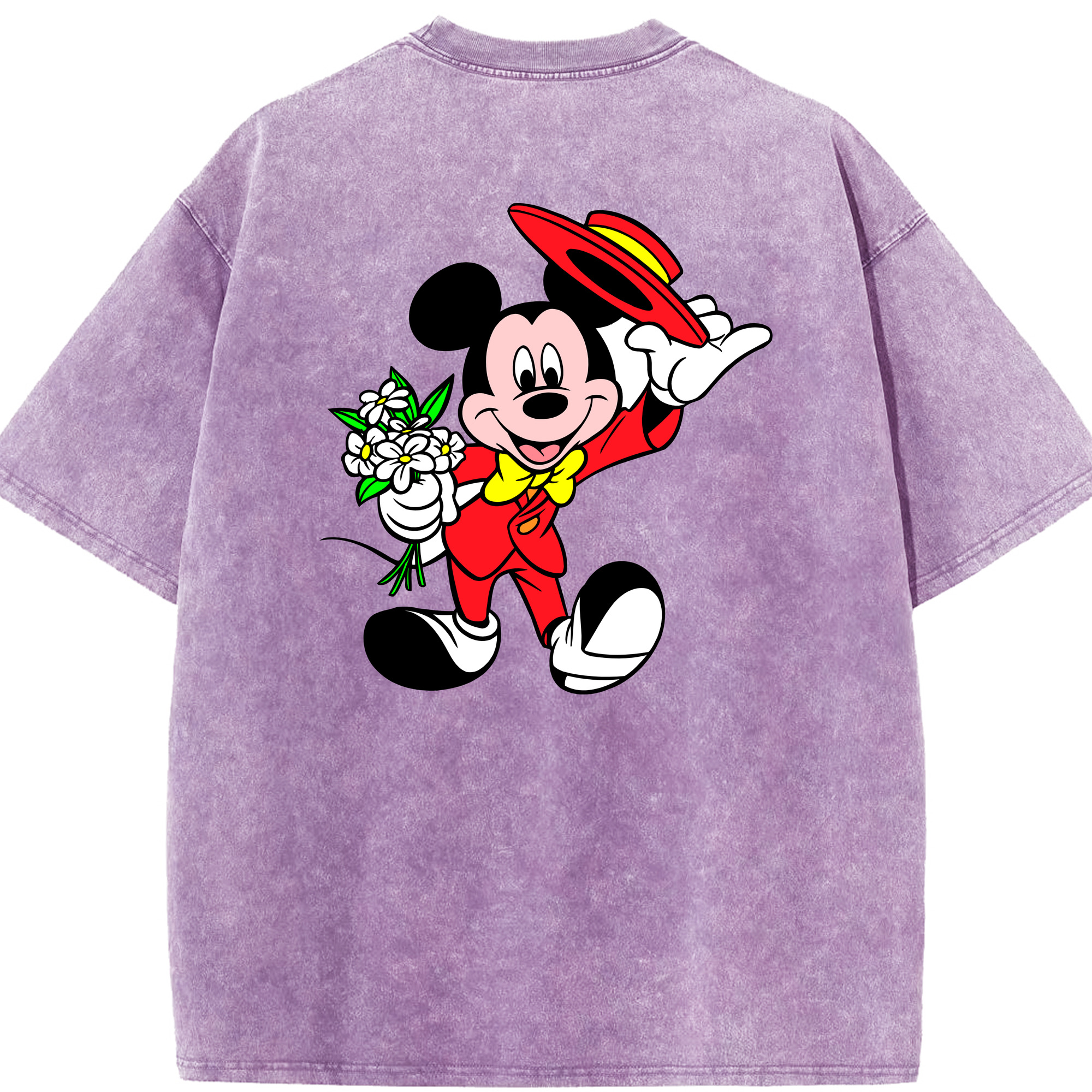 （画像用） ミッキーマウス Mickey Mouse 綿100% ヴィンテージ風 半袖Tシャツ（背面プリント）