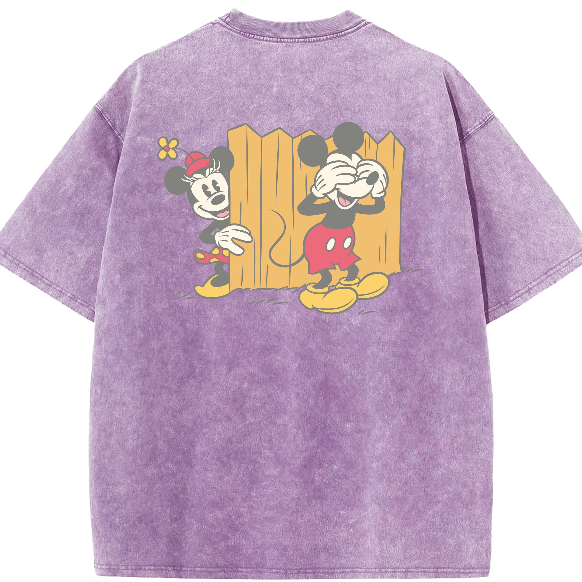 （画像用） ミッキーマウス Mickey Mouse 綿100% ヴィンテージ風 半袖Tシャツ（背面プリント）
