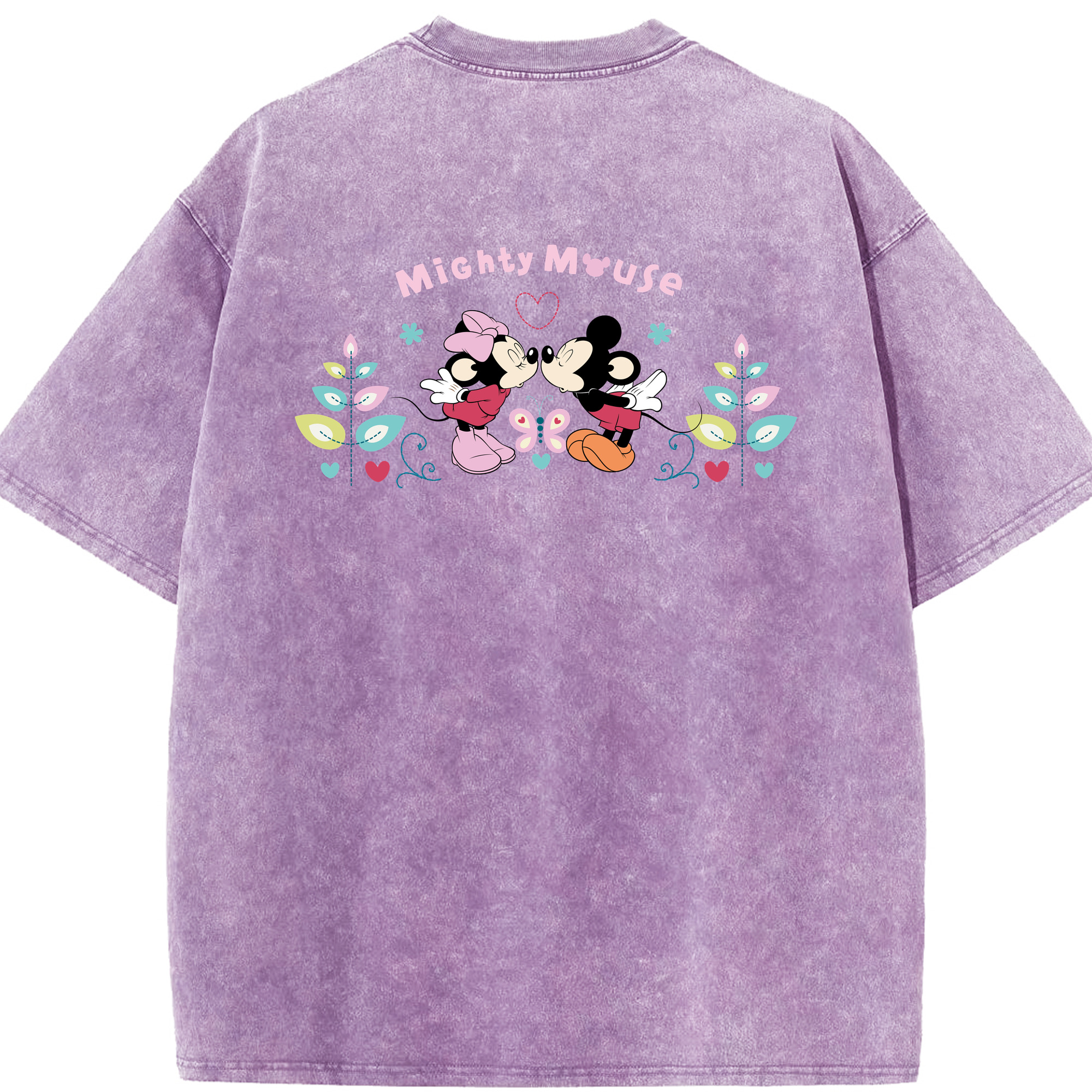 （画像用） ミッキーマウス Mickey Mouse 綿100% ヴィンテージ風 半袖Tシャツ（背面プリント）