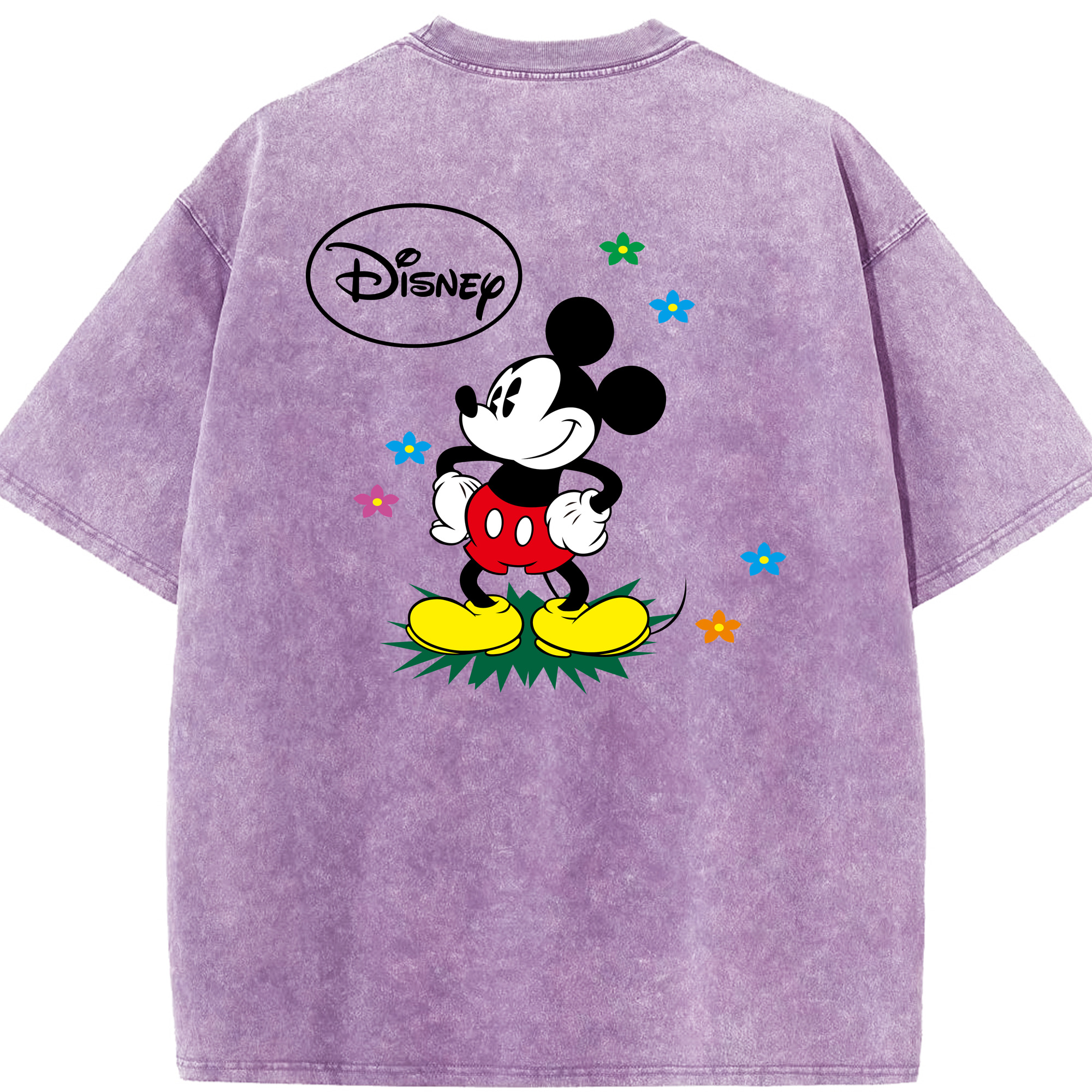 （画像用） ミッキーマウス Mickey Mouse 綿100% ヴィンテージ風 半袖Tシャツ（背面プリント）