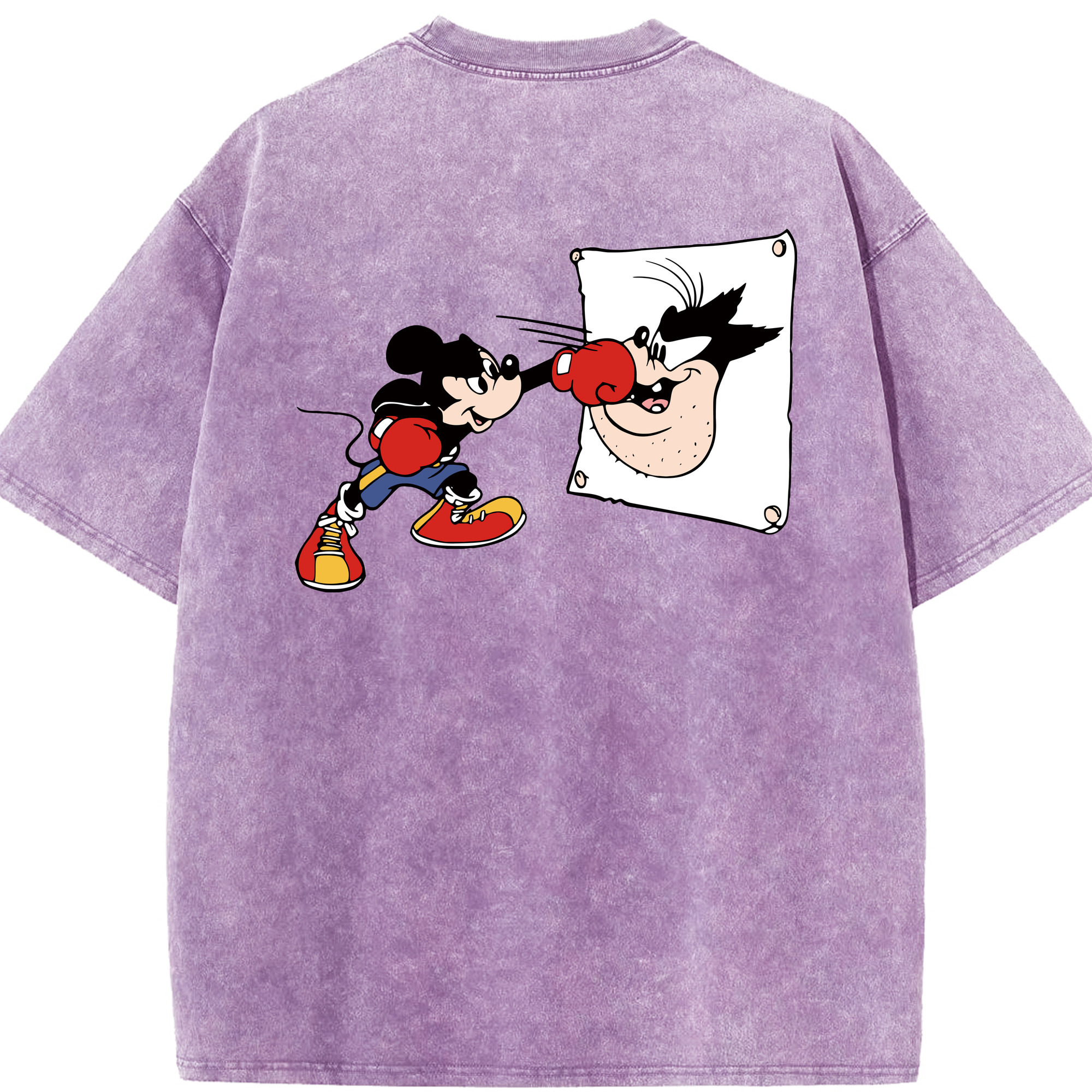 （画像用） ミッキーマウス Mickey Mouse 綿100% ヴィンテージ風 半袖Tシャツ（背面プリント）