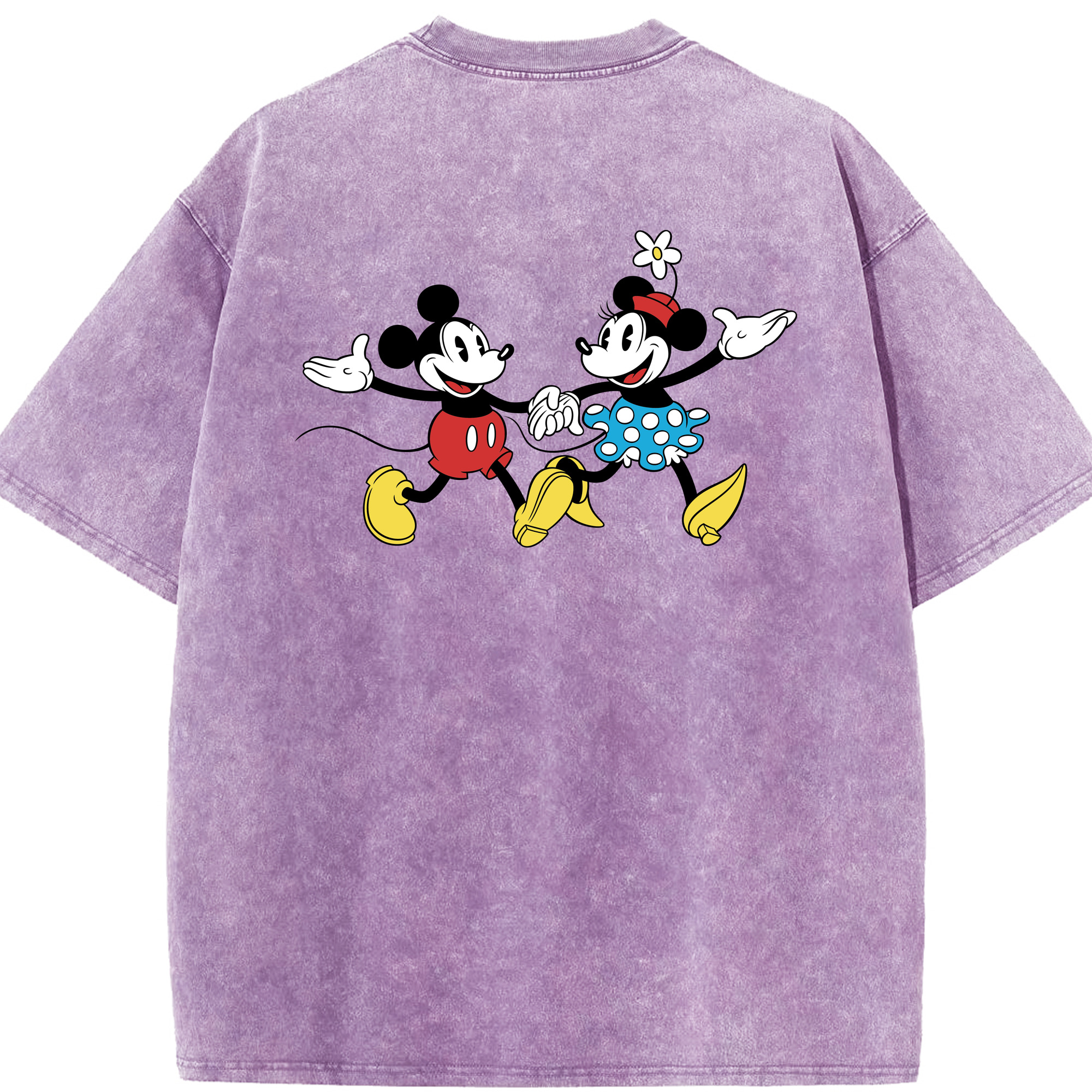 （画像用） ミッキーマウス Mickey Mouse 綿100% ヴィンテージ風 半袖Tシャツ（背面プリント）