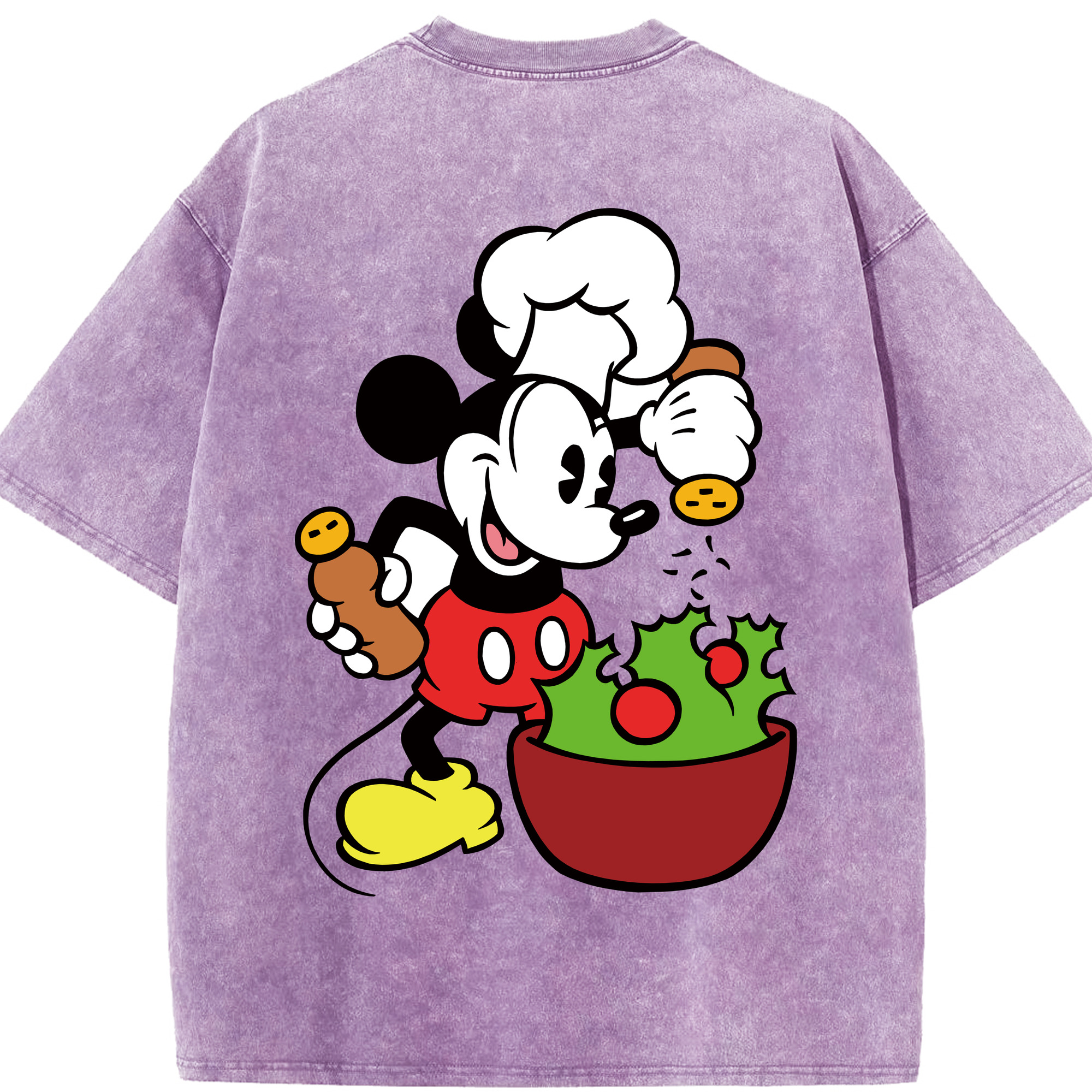 （画像用） ミッキーマウス Mickey Mouse 綿100% ヴィンテージ風 半袖Tシャツ（背面プリント）