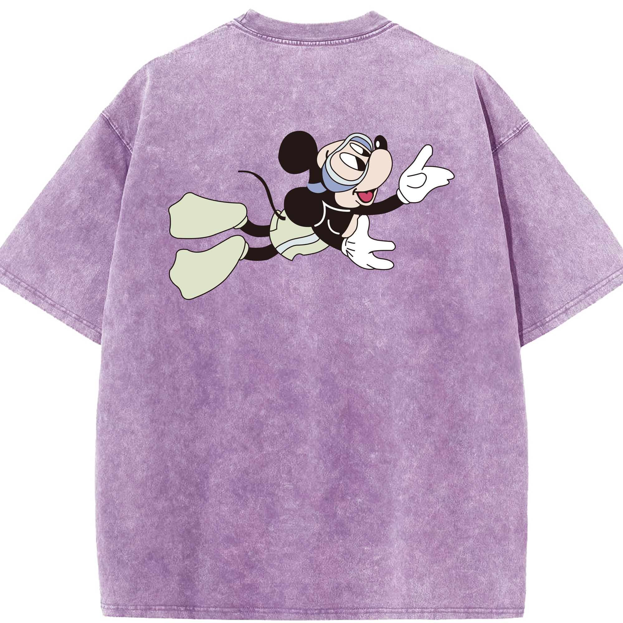 （画像用） ミッキーマウス Mickey Mouse 綿100% ヴィンテージ風 半袖Tシャツ（背面プリント）
