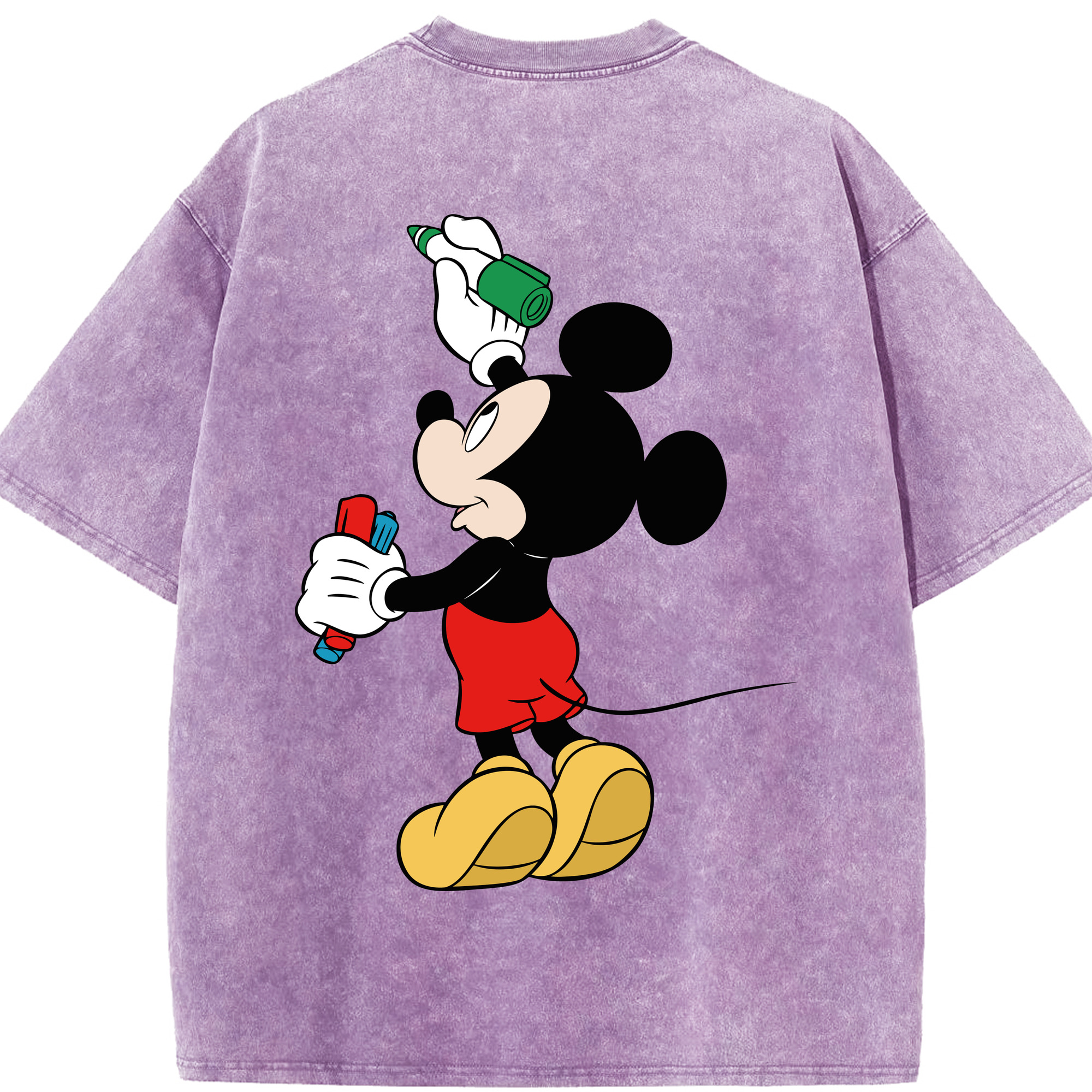 （画像用） ミッキーマウス Mickey Mouse 綿100% ヴィンテージ風 半袖Tシャツ（背面プリント）